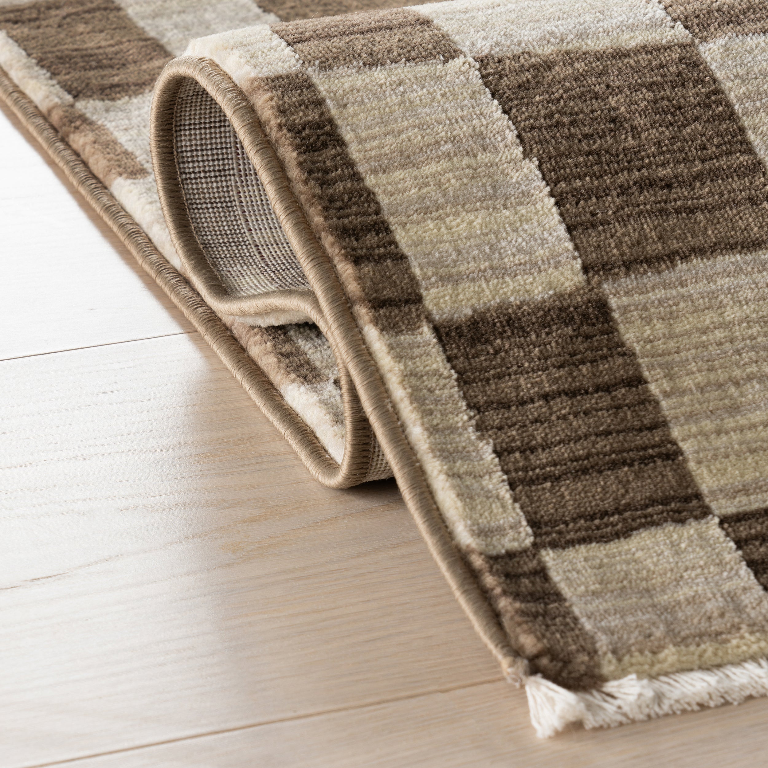 Dominique Abstract Checkered Fringe Area Rug - Image 30