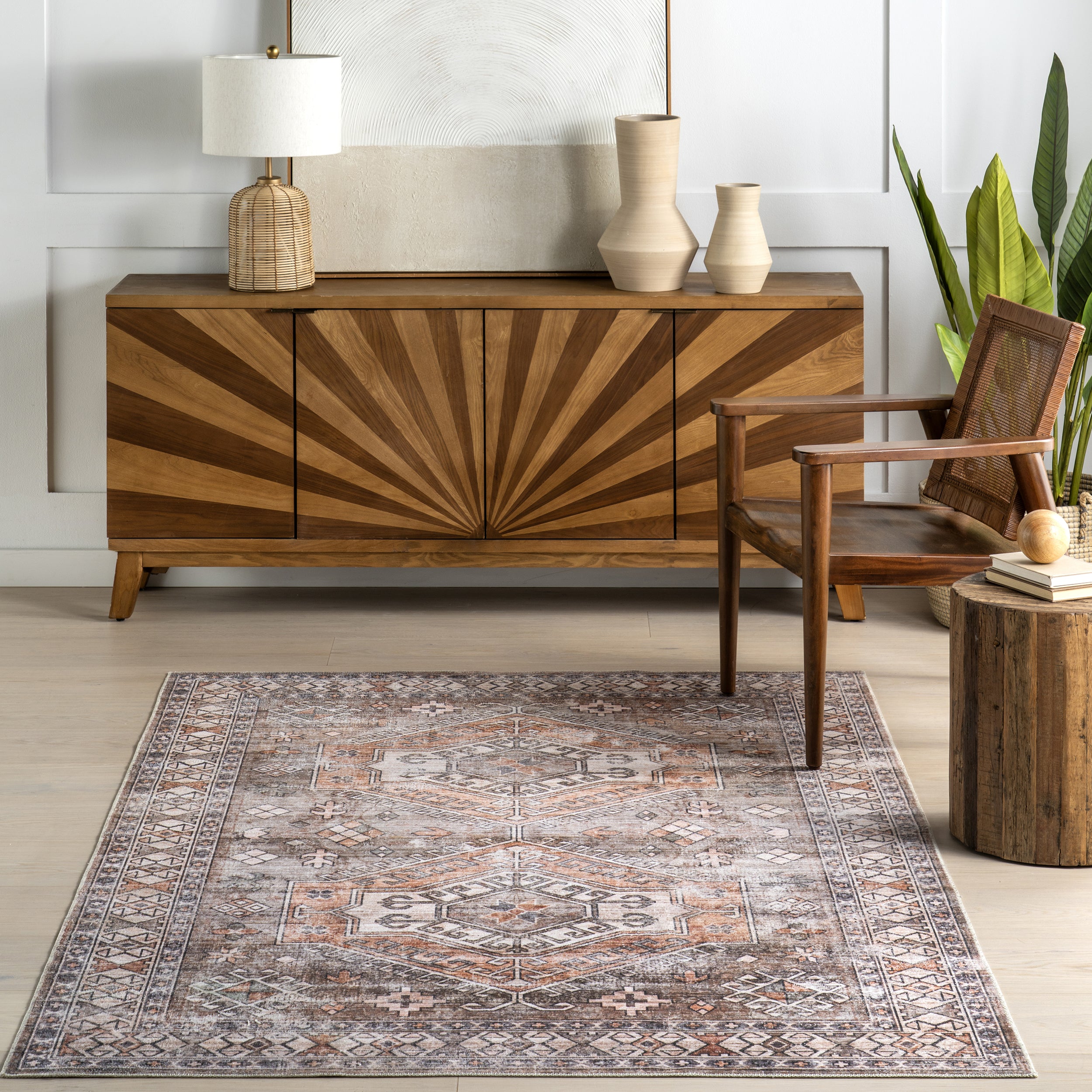 Benoite Splashguard Medallion Machine Washable Area Rug - Image 19