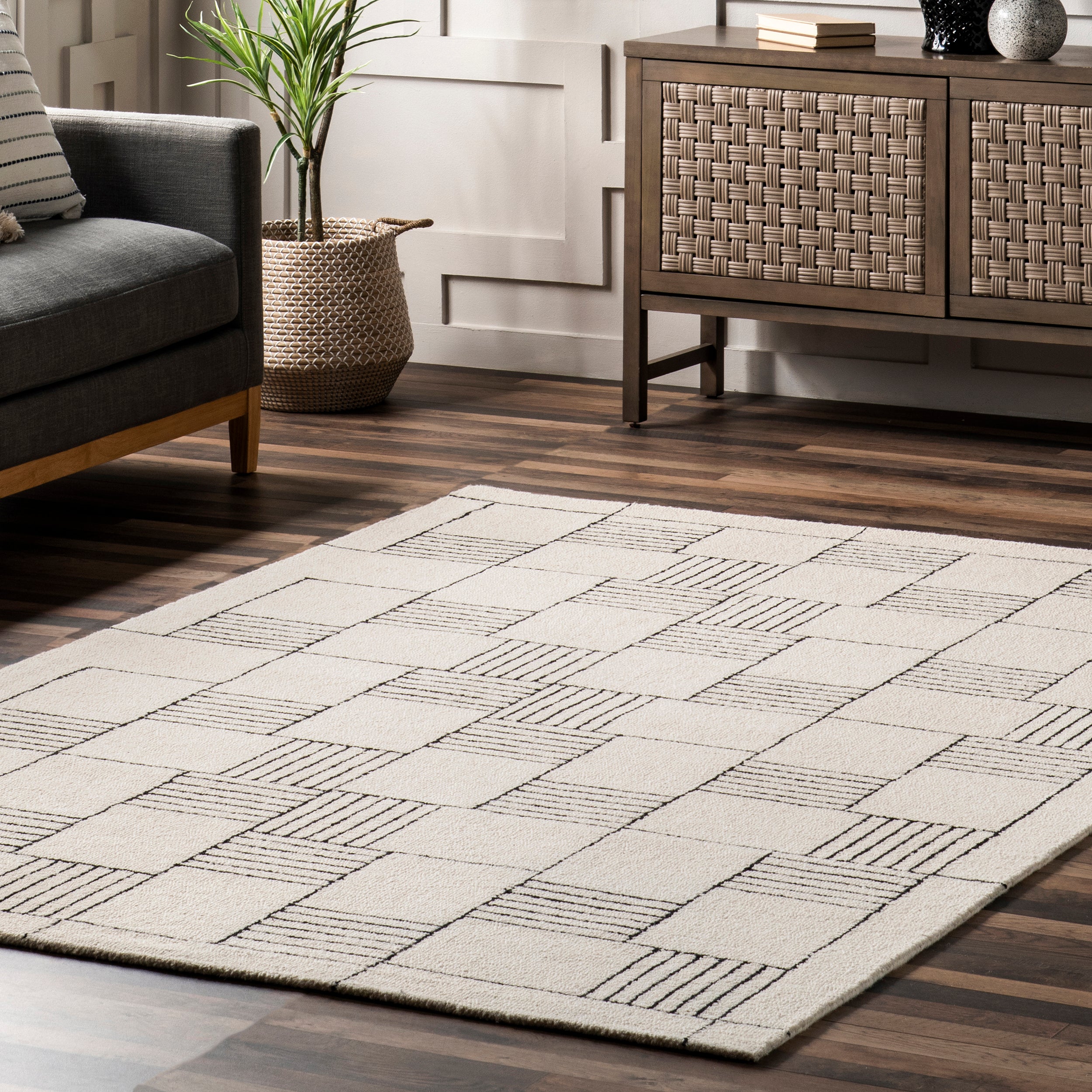 Danika Abstract Checkered Wool Area Rug - Image 19