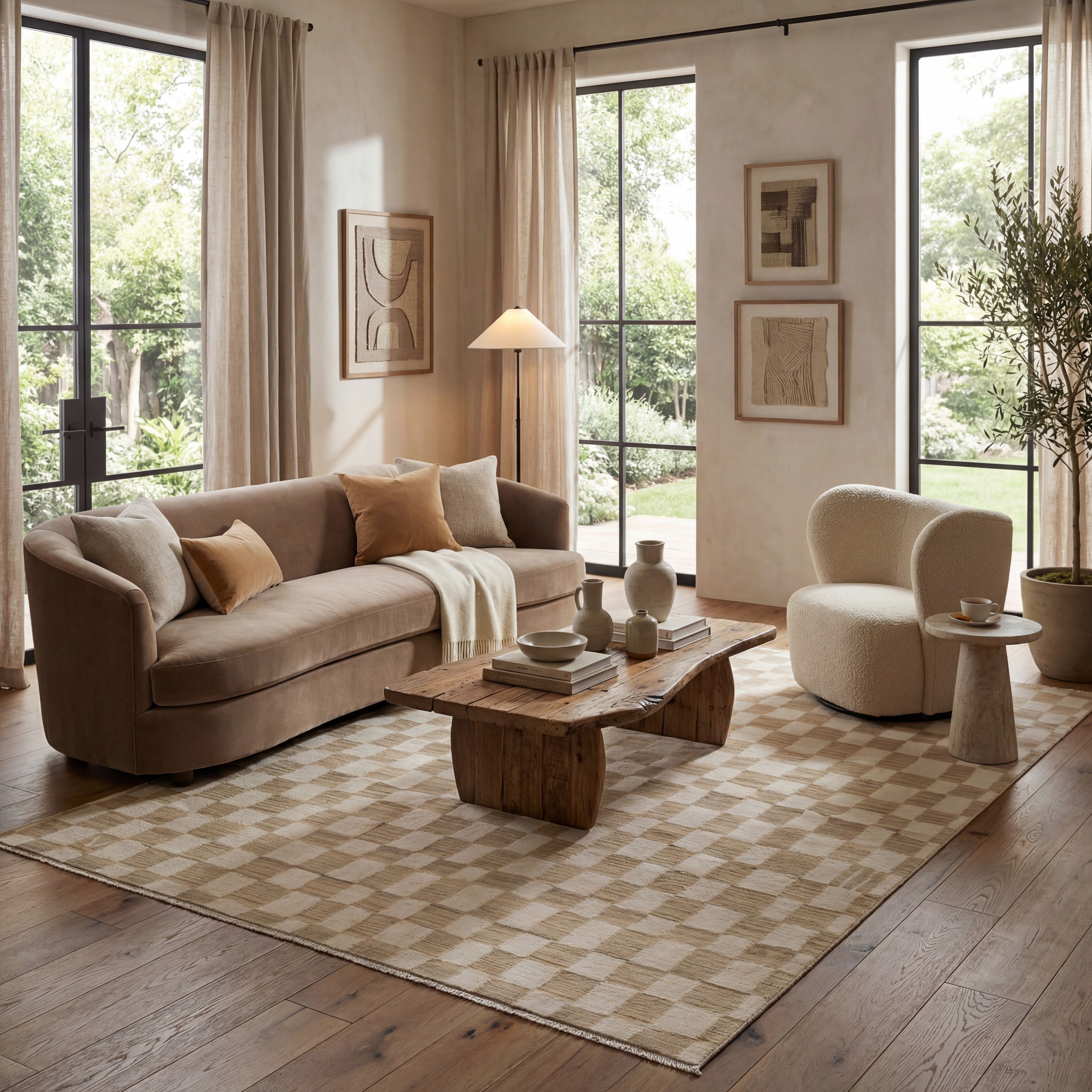 Dominique Abstract Checkered Fringe Area Rug - Image 20