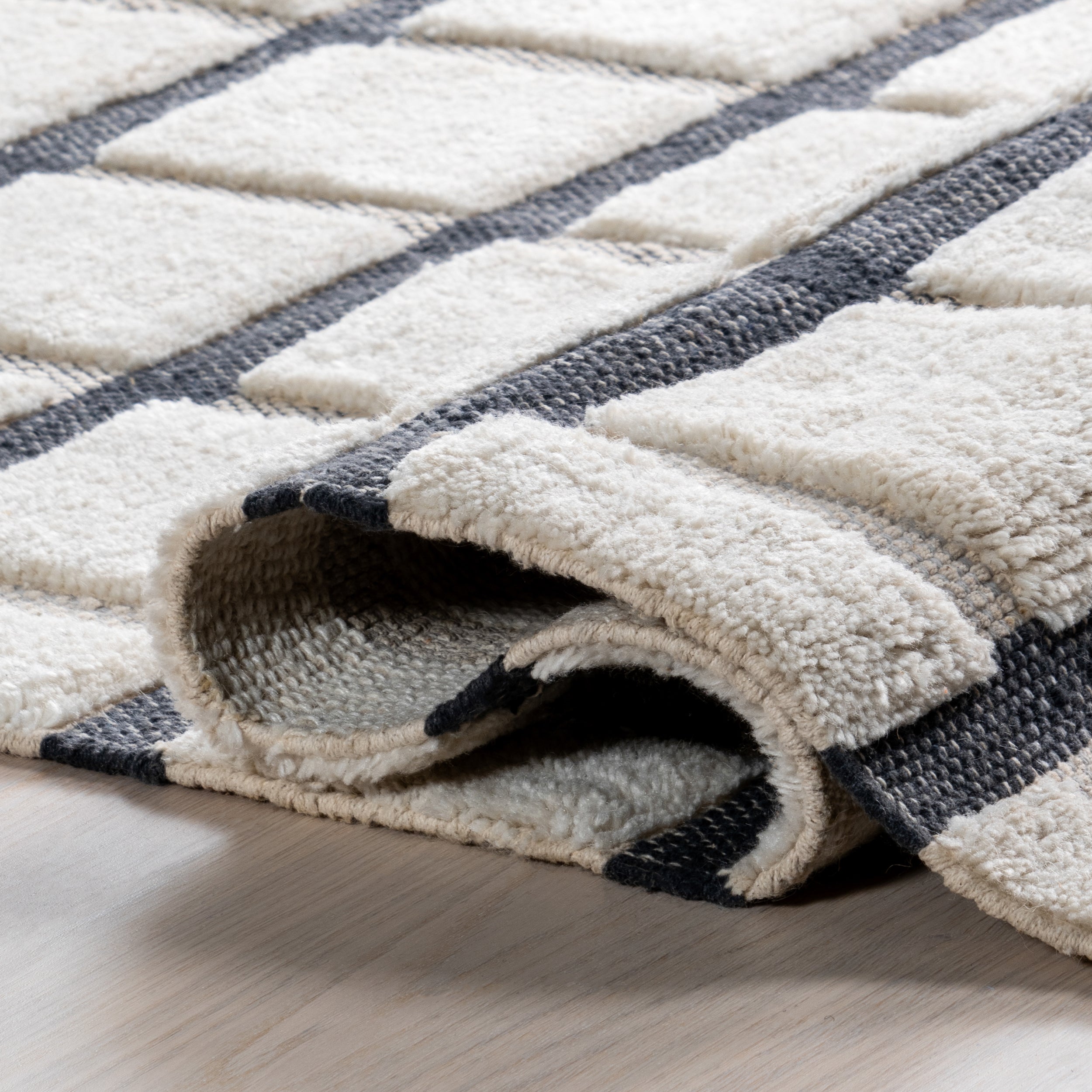 Rowena Checked Wool Area Rug - Image 4