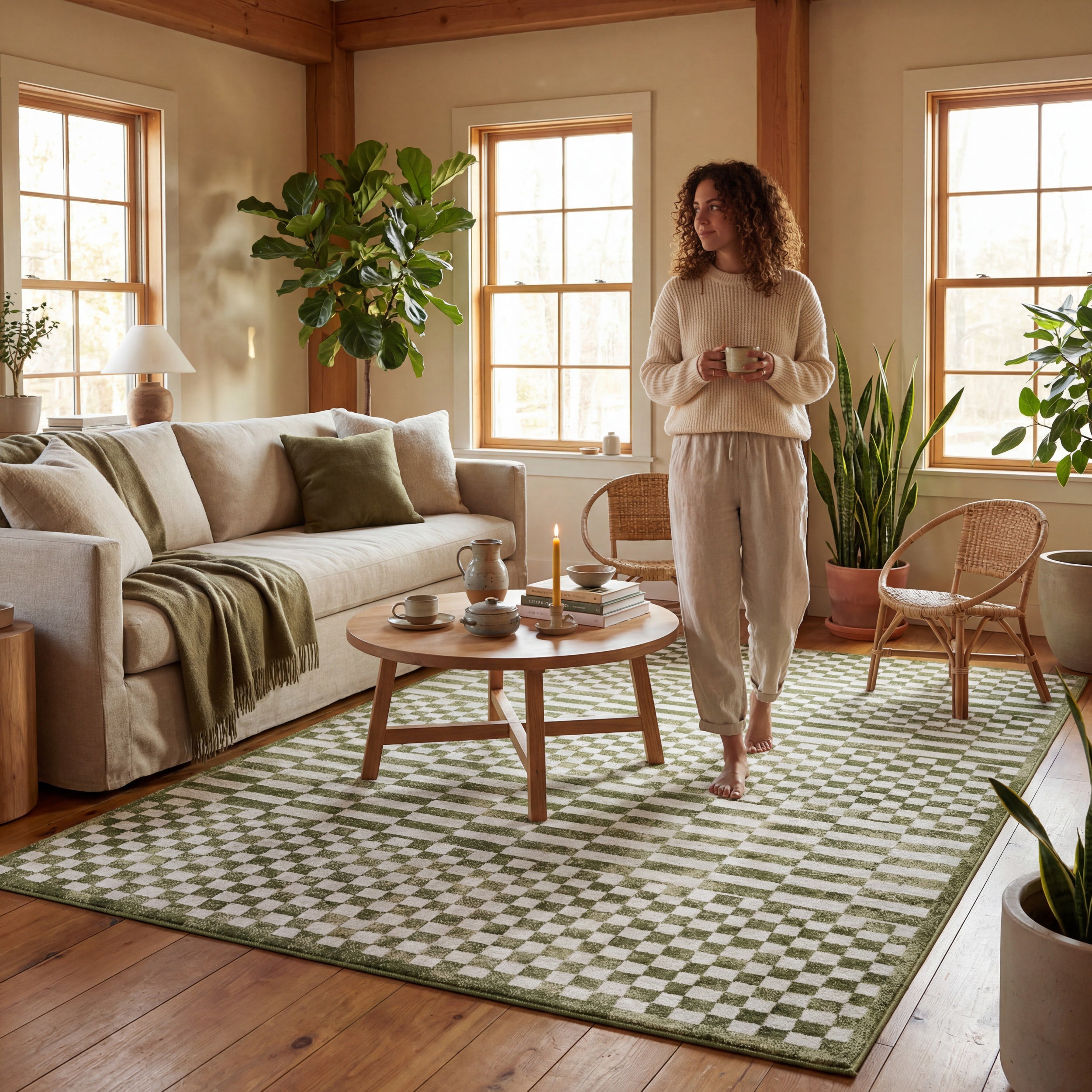 Nikita Faded Geometric Machine Washable Area Rug - Image 26