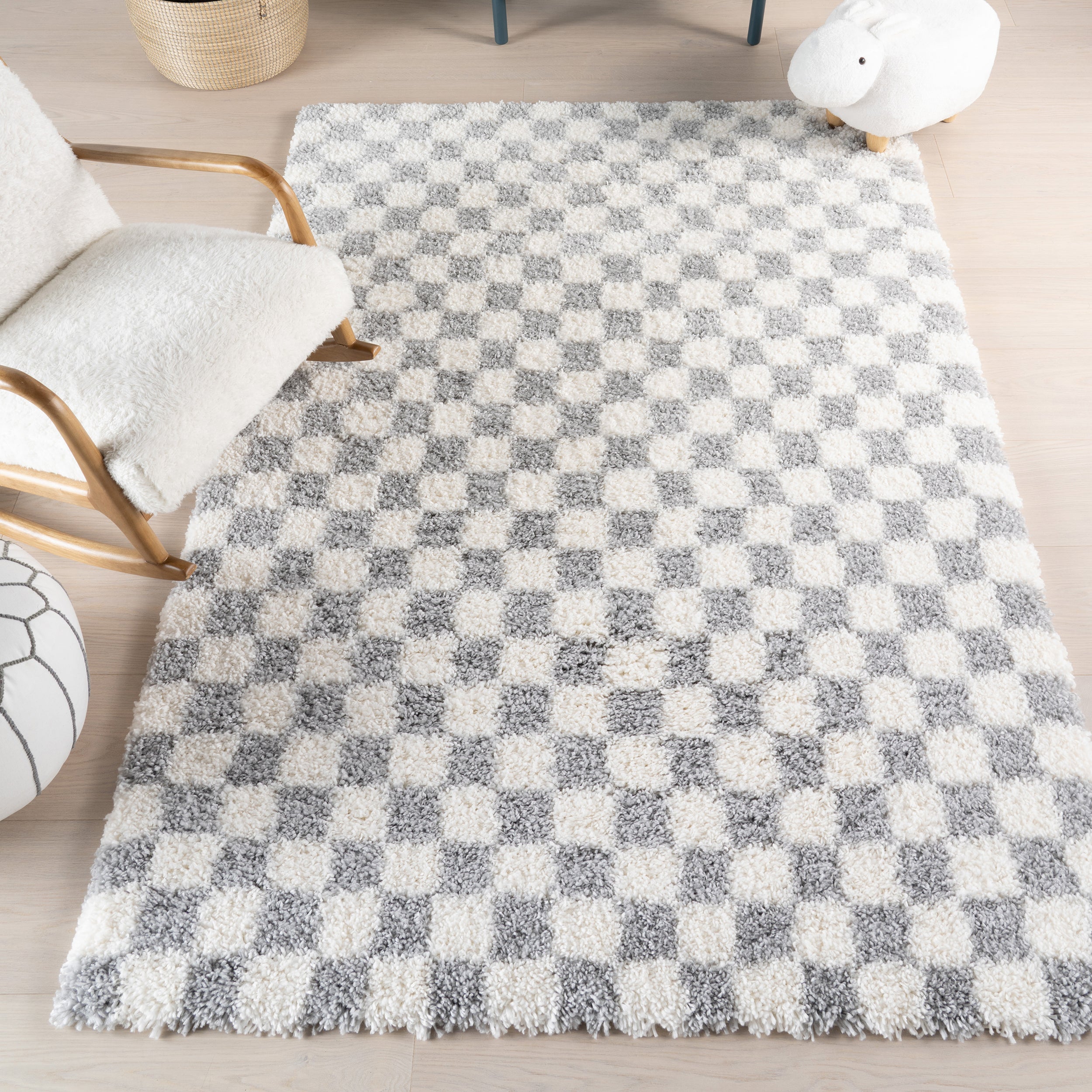 nuLOOM Adelaide Mid-Century Checkered Shag Area Rug - Image 23