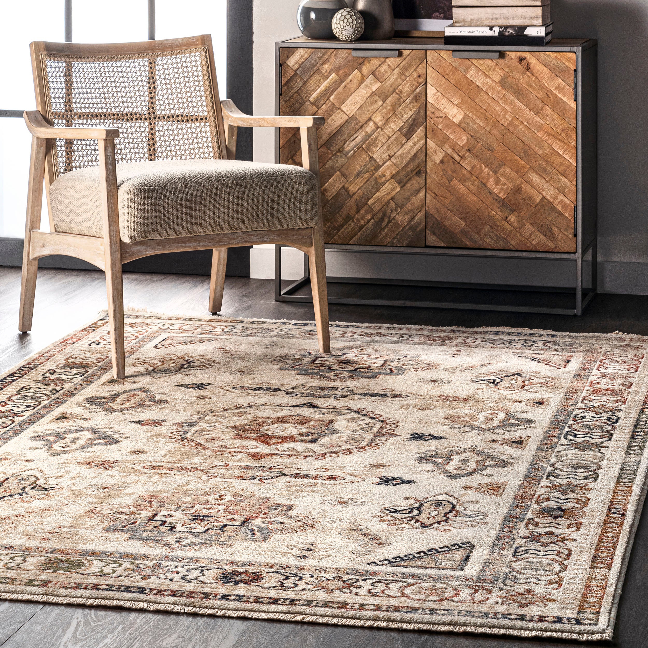 Carolina Fading Tribal Medallion Fringe Area Rug - Image 2