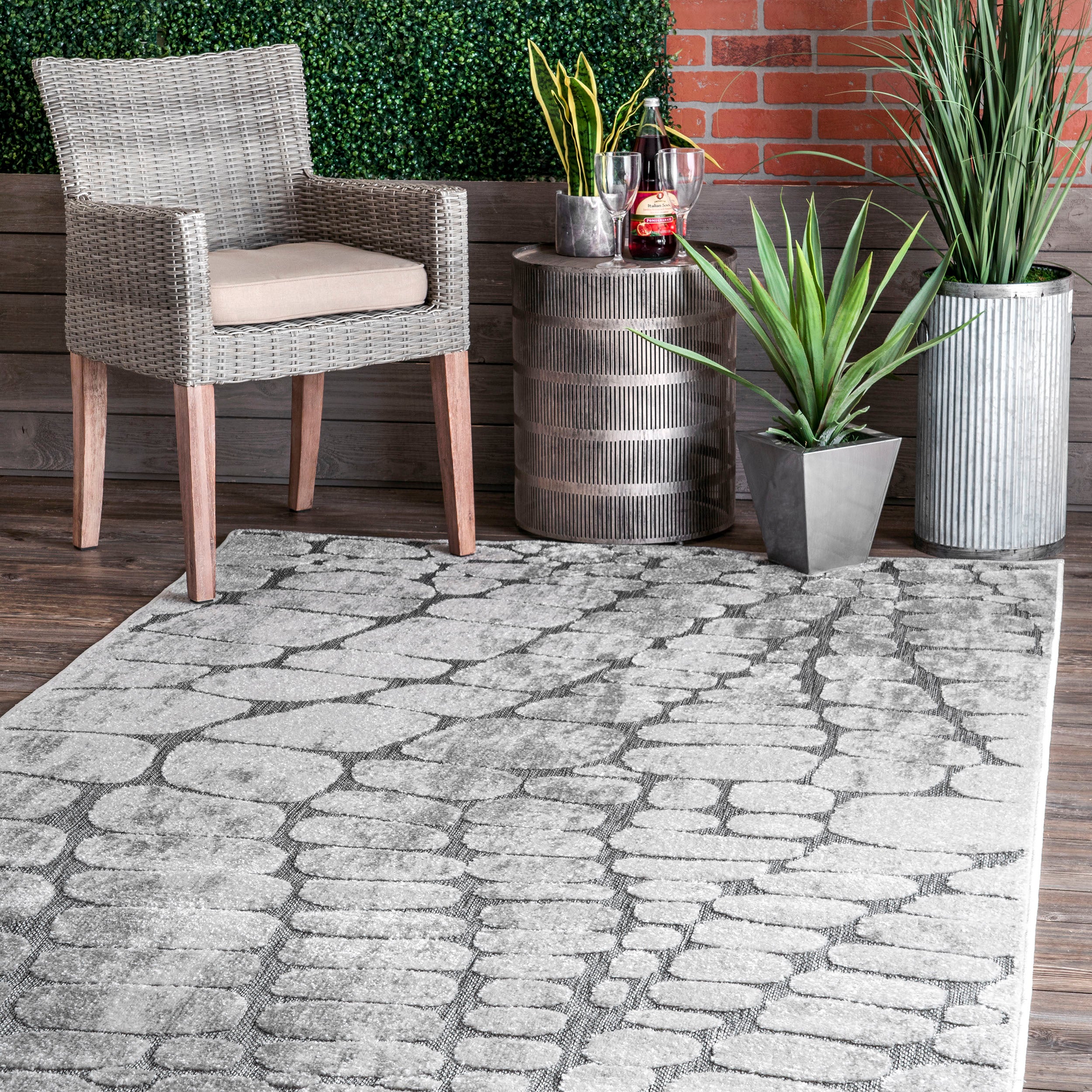 Jaycee Textured Stone Indoor/Outdoor Area Rug - Image 2