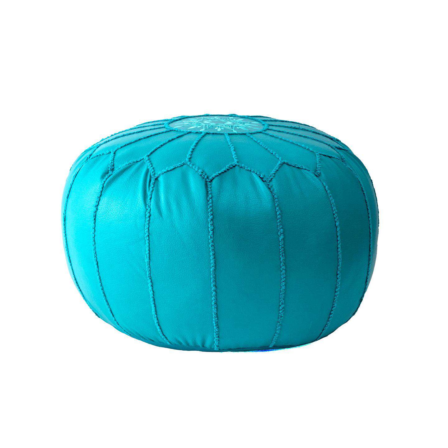 Classic Moroccan Faux Leather Filled Ottoman Pouf - Image 4