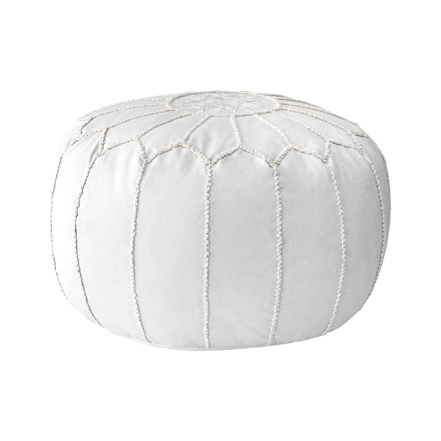 Classic Moroccan Faux Leather Filled Ottoman Pouf - Image 10