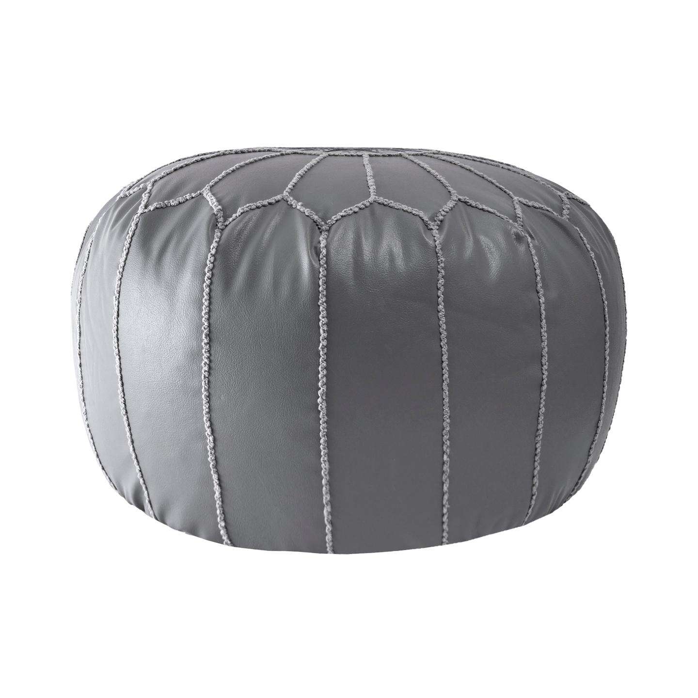 Classic Moroccan Faux Leather Filled Ottoman Pouf - Image 13