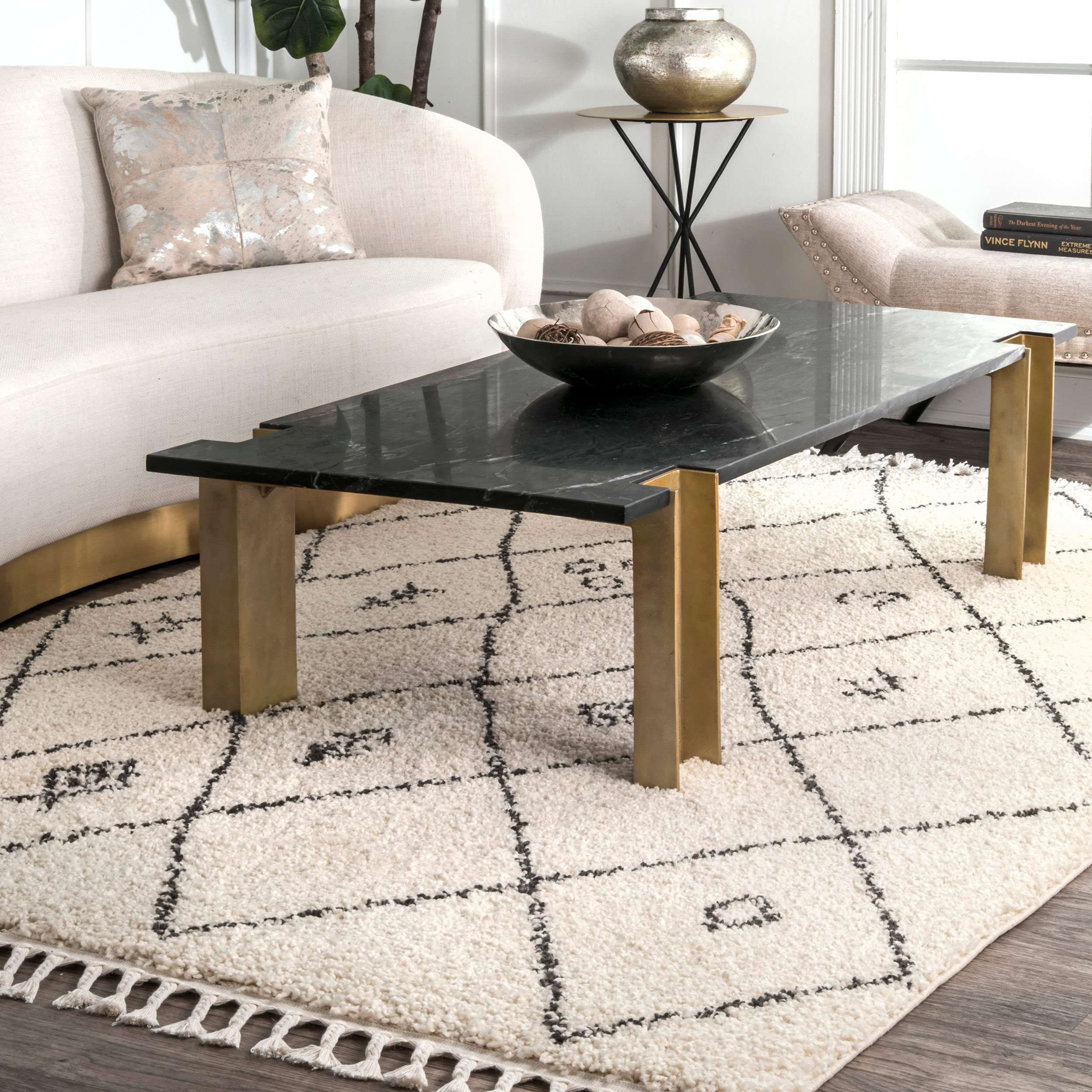 Chrissy Moroccan Trellis Tassel Rug - Image 2