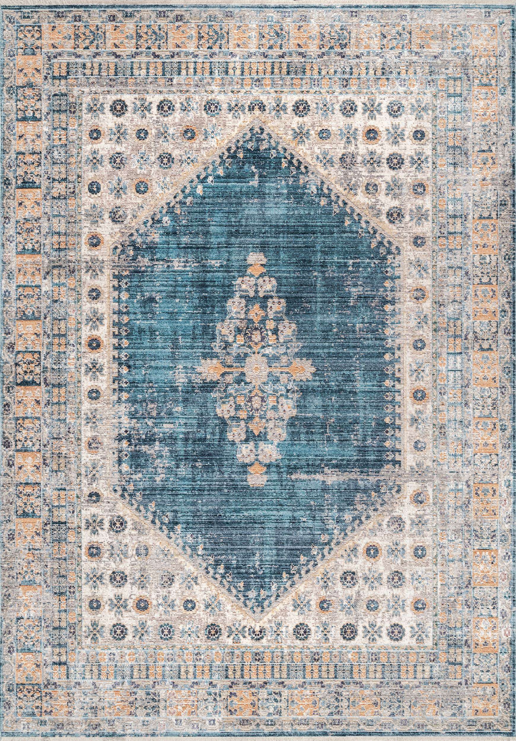 Vintage Sharron Medallion Fringe Area Rug