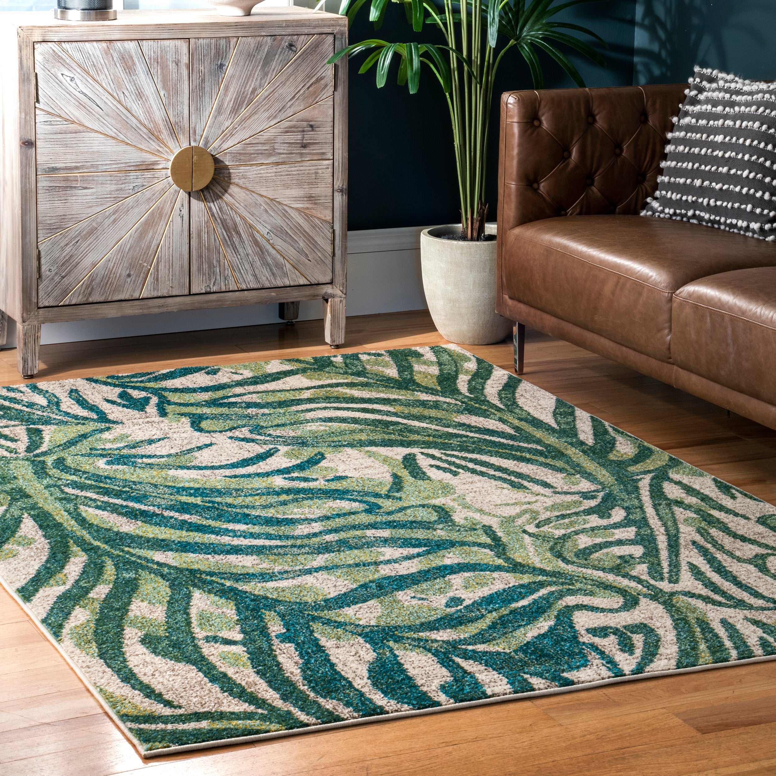 Cali Abstract Leaves Area Rug - Image 2