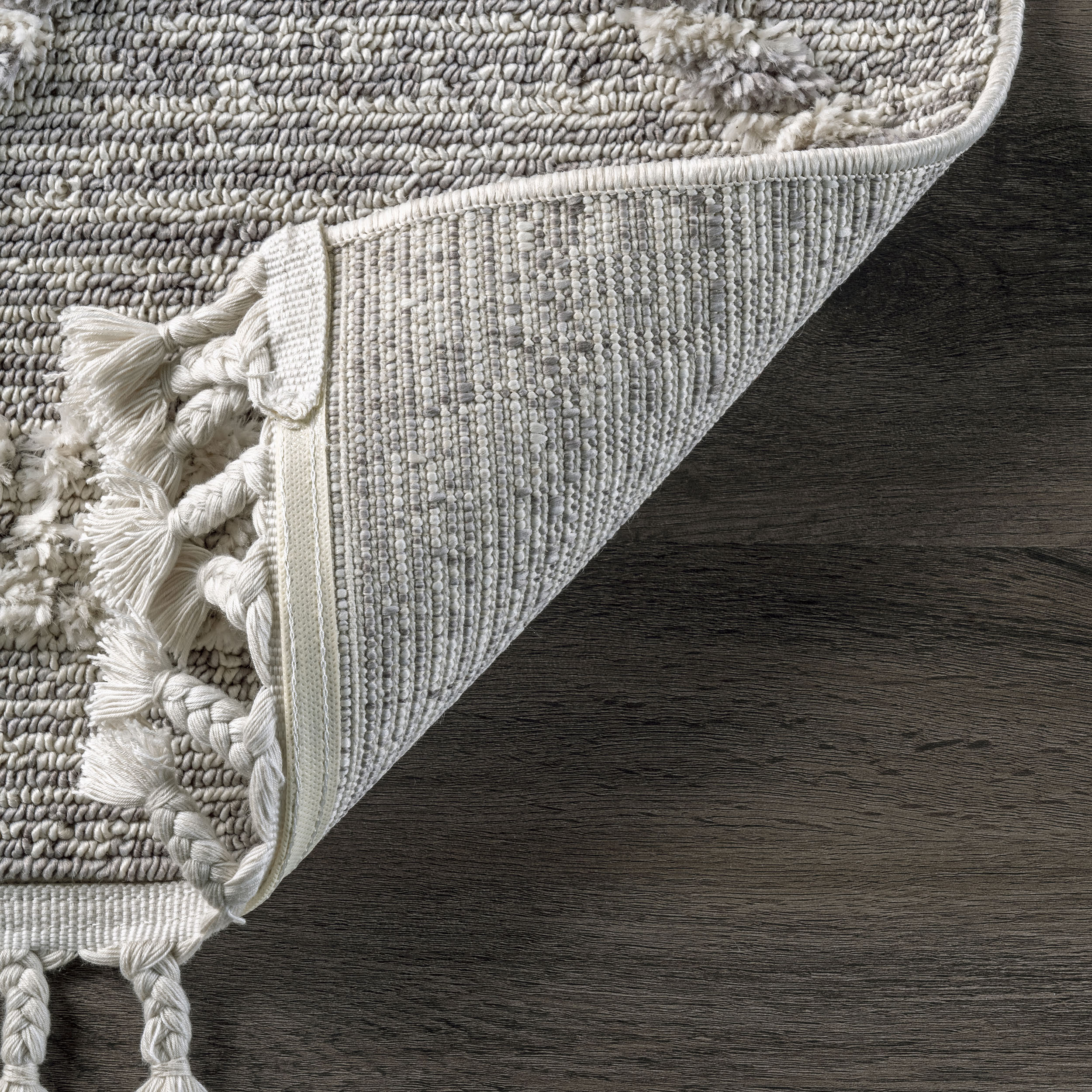 Skylar Textured Cable Trellis Tassel Area Rug - Image 4
