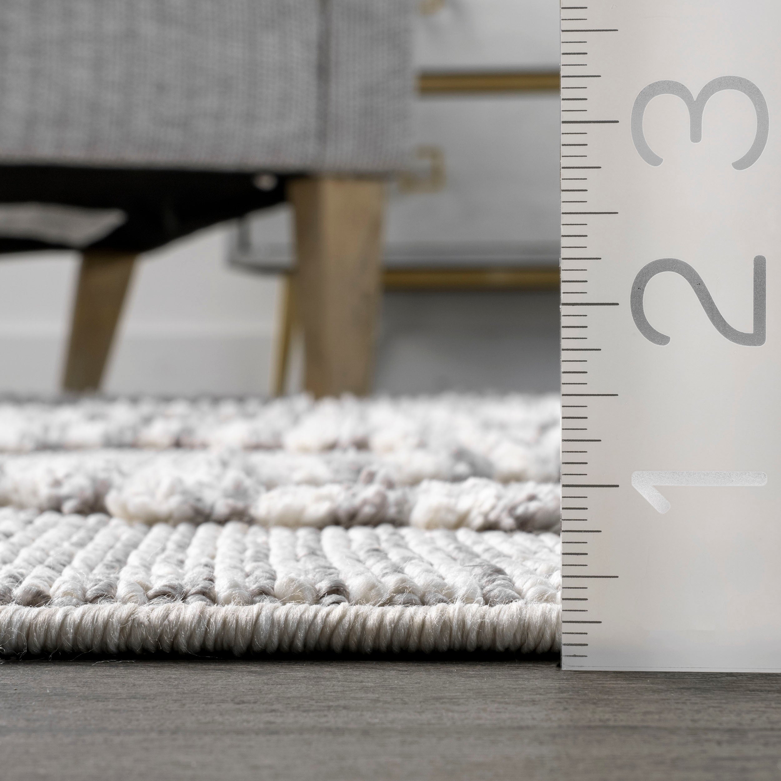 Skylar Textured Cable Trellis Tassel Area Rug - Image 3