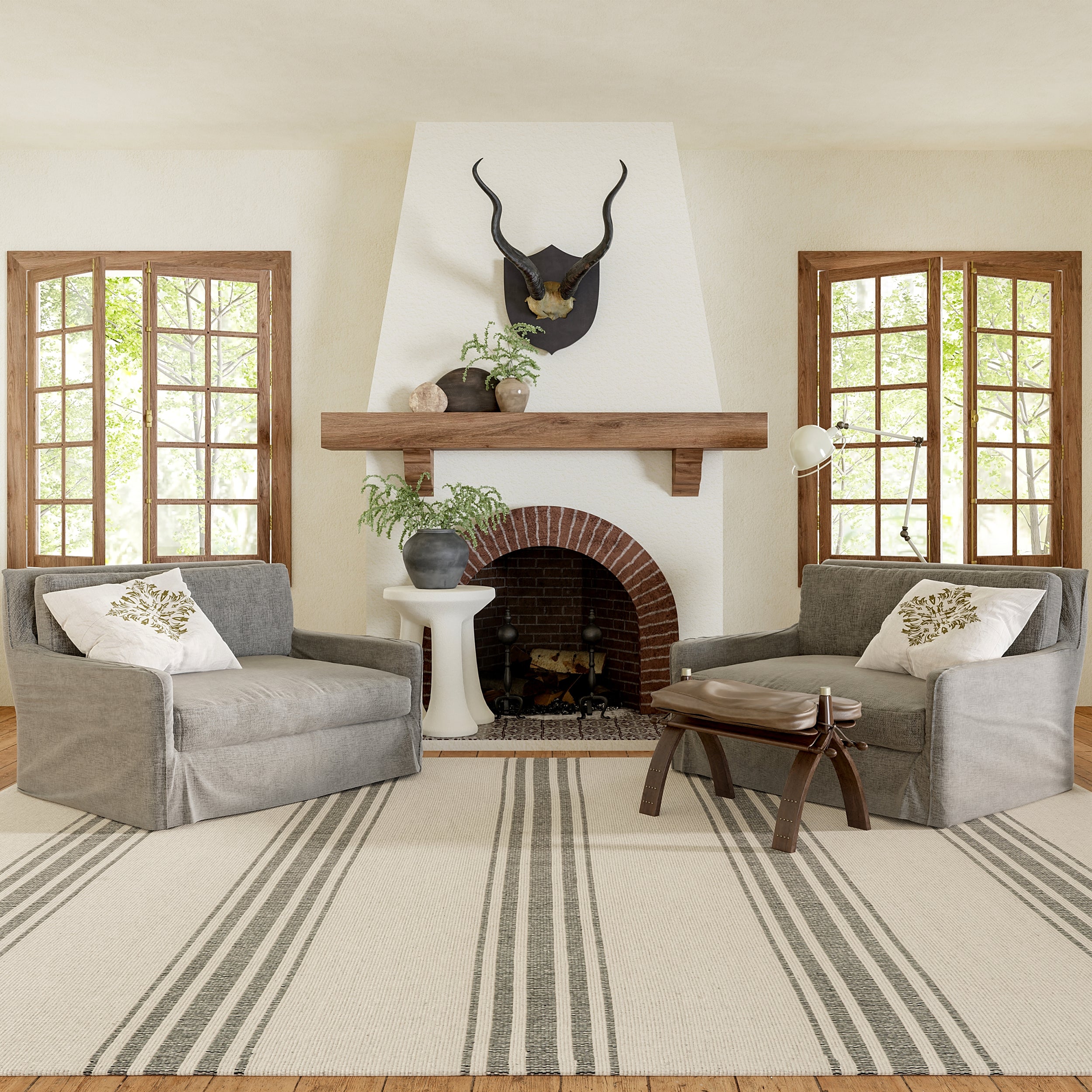 Bergamot Striped Cotton Area Rug - Image 21