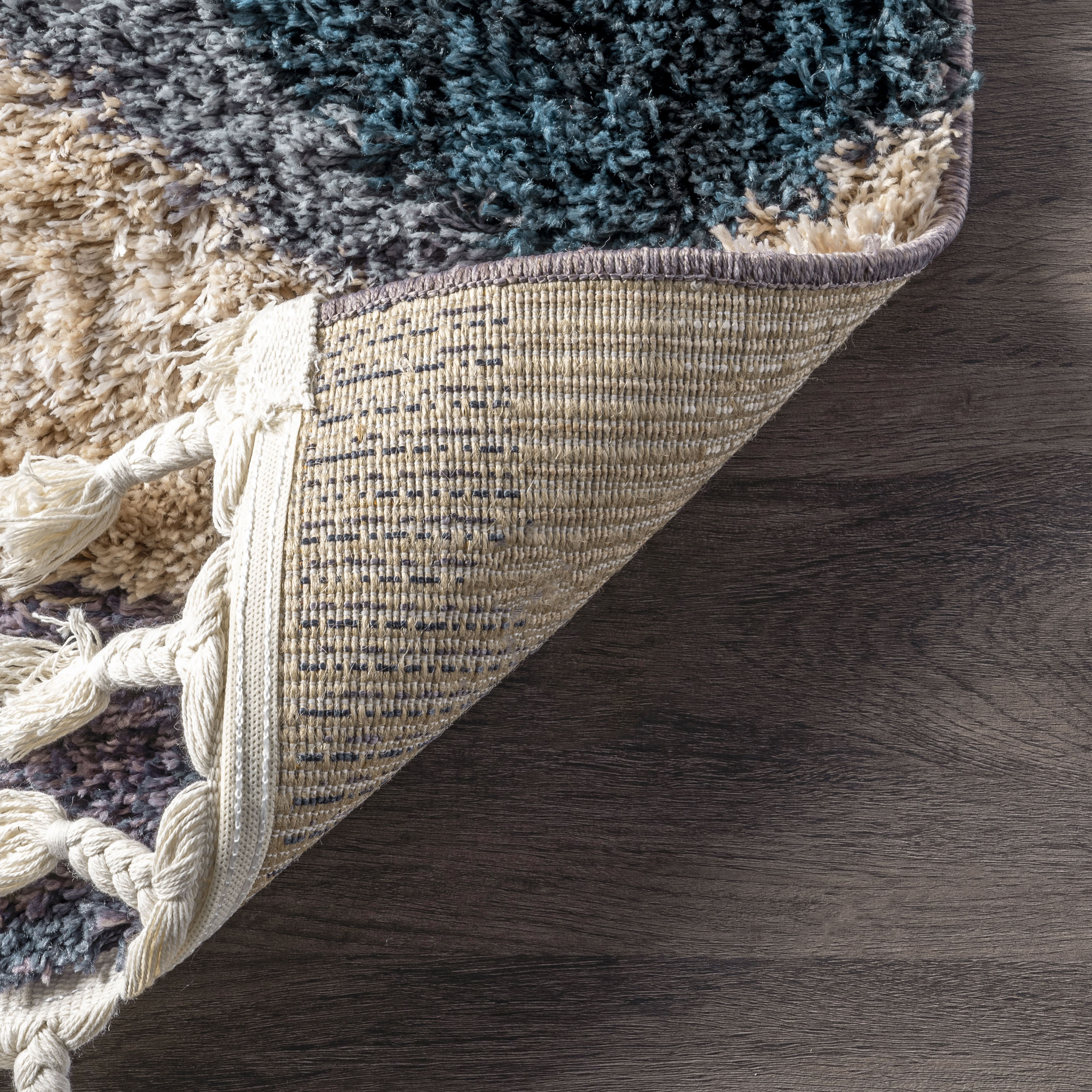 Zaniyah Abstract Iris Shag with Tassel Area Rug - Image 7