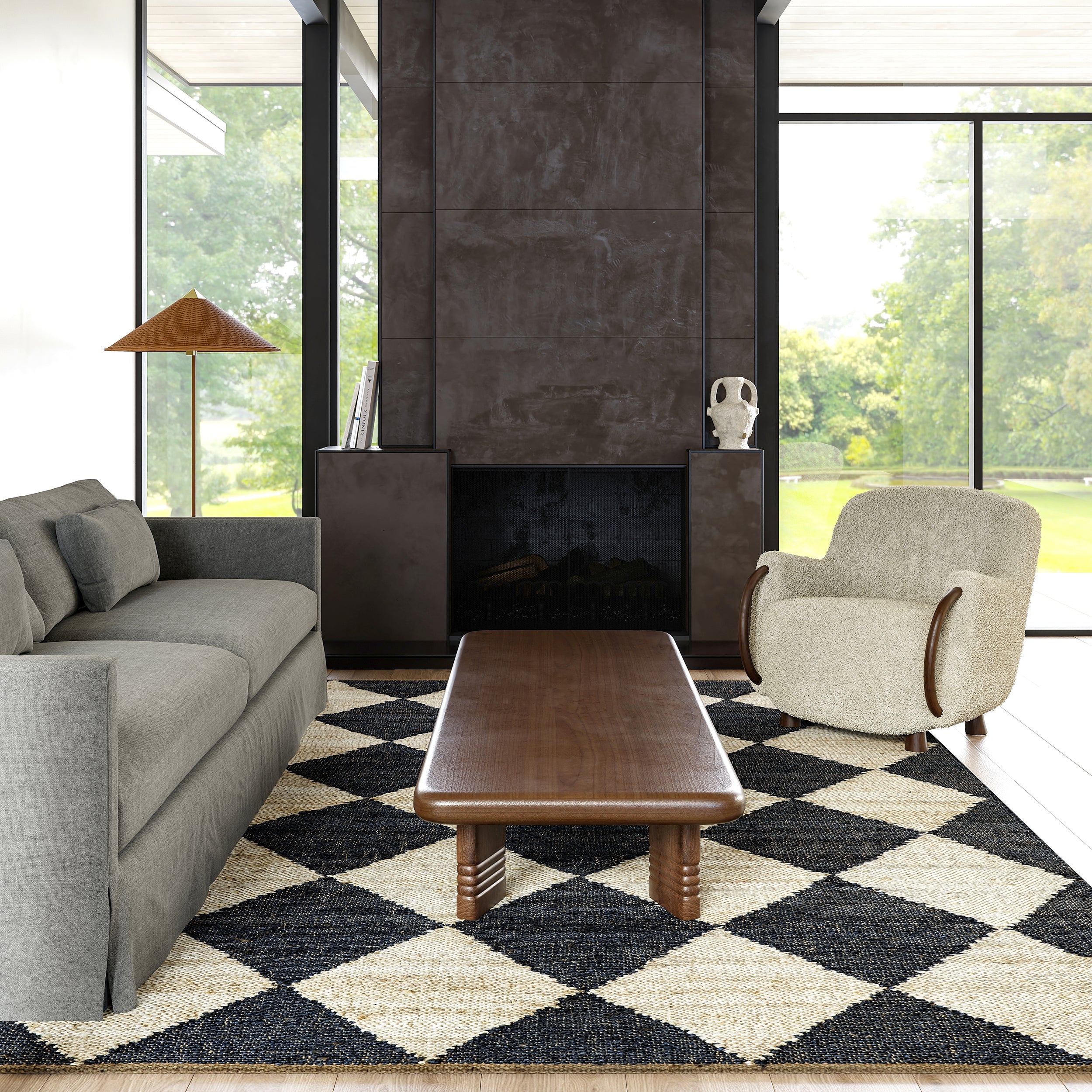Louie Diamond Checkerboard Jute Area Rug - Image 7