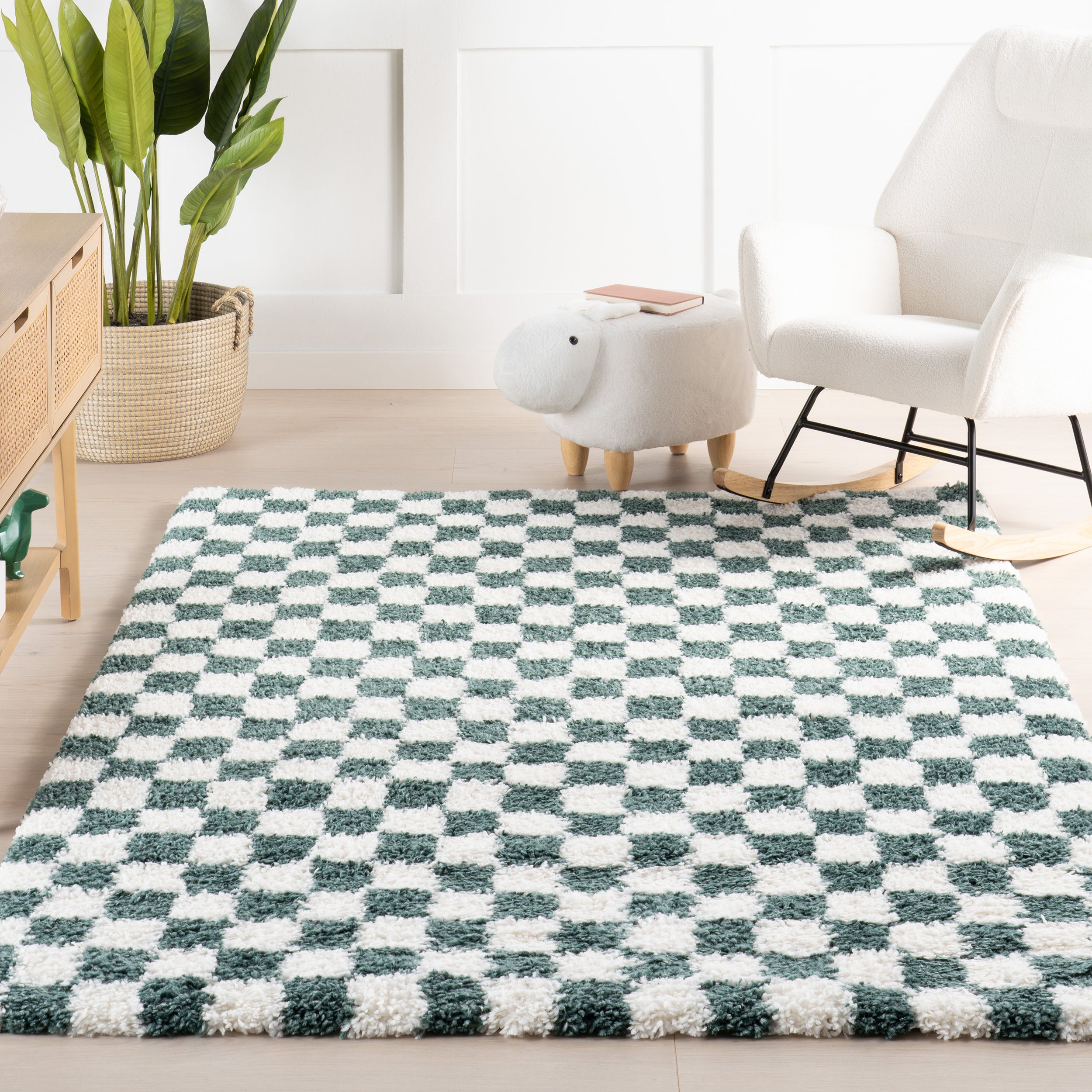 nuLOOM Adelaide Mid-Century Checkered Shag Area Rug - Image 19