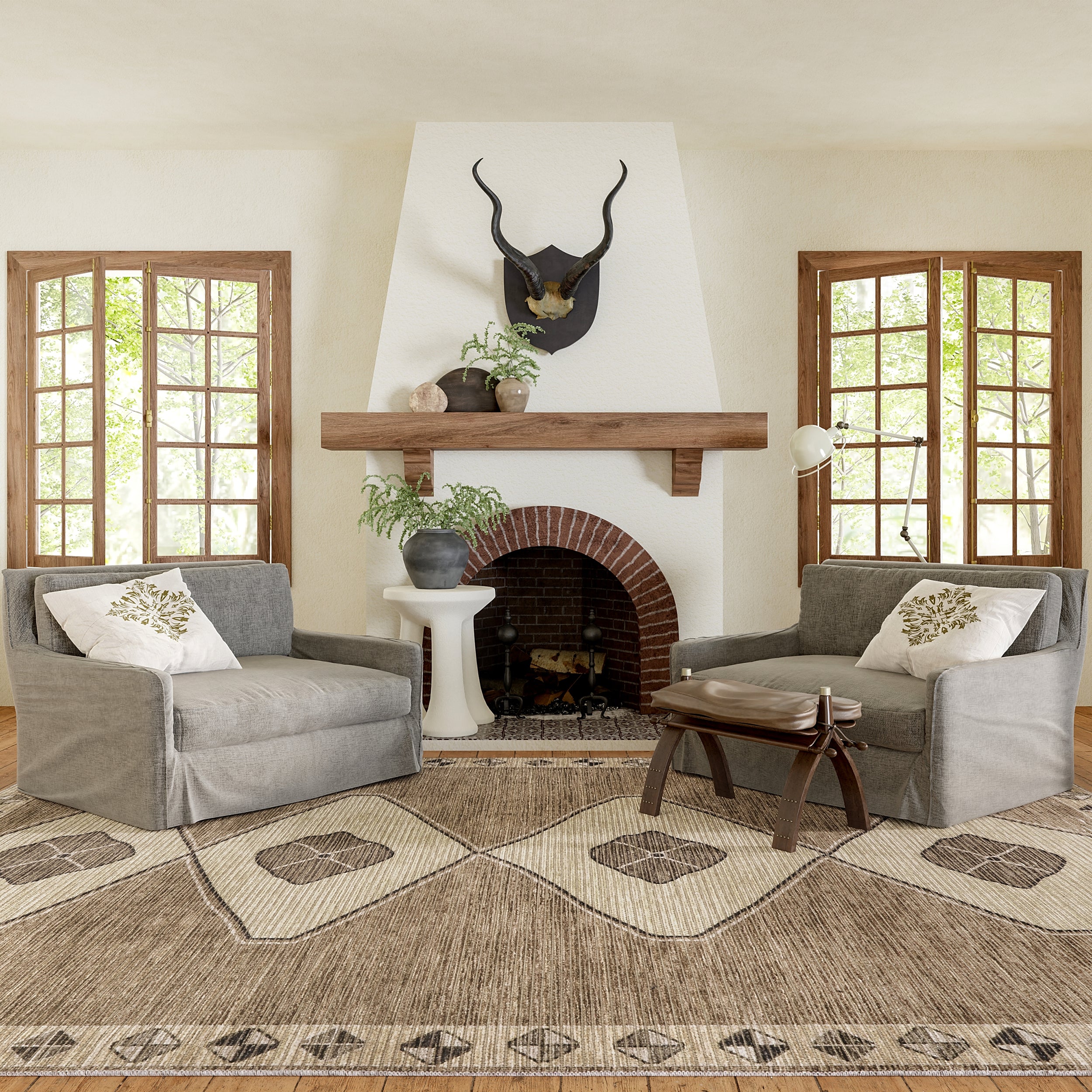 Fennel Diamond Machine Washable Area Rug - Image 2
