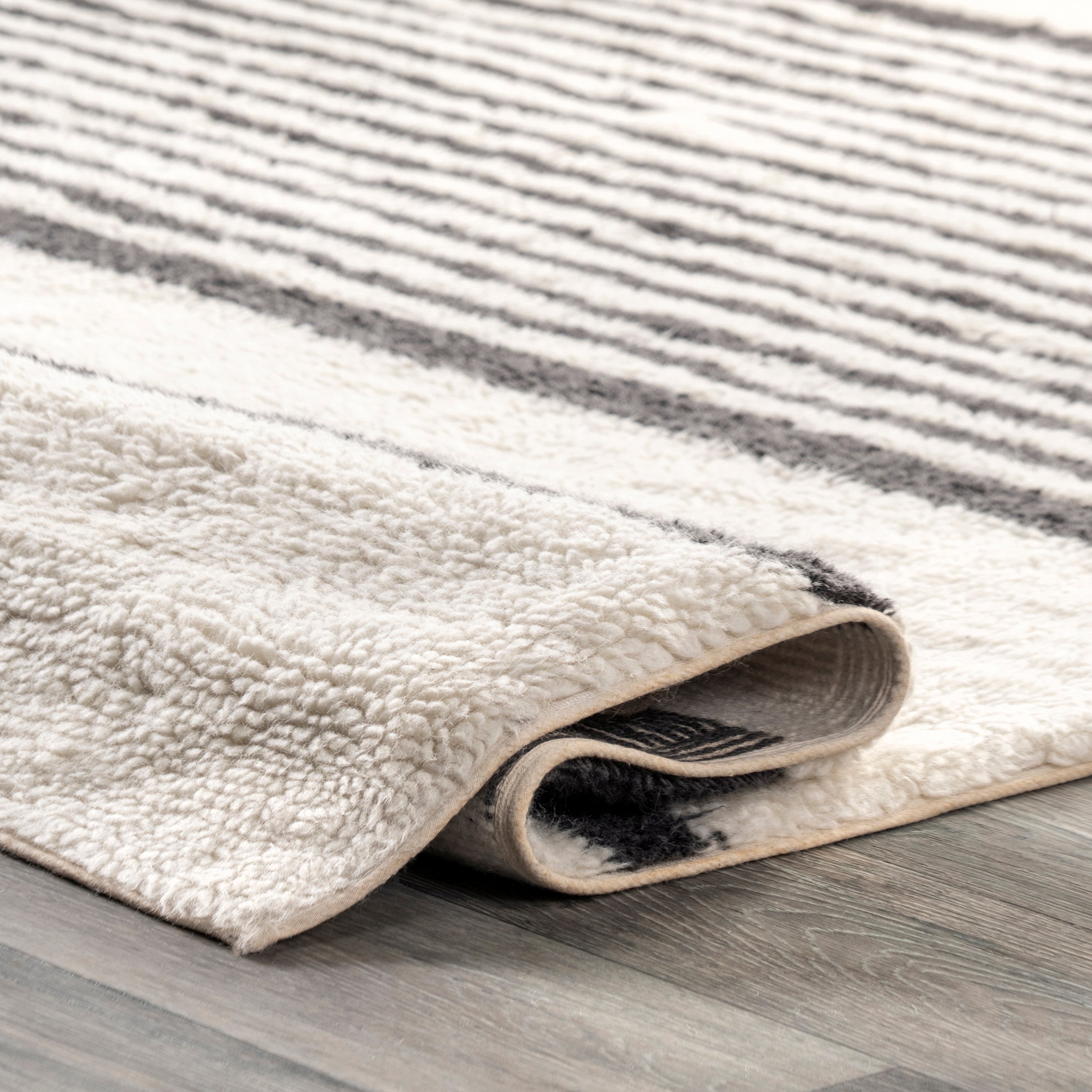 Striped Wool Machine Washable Area Rug - Image 4