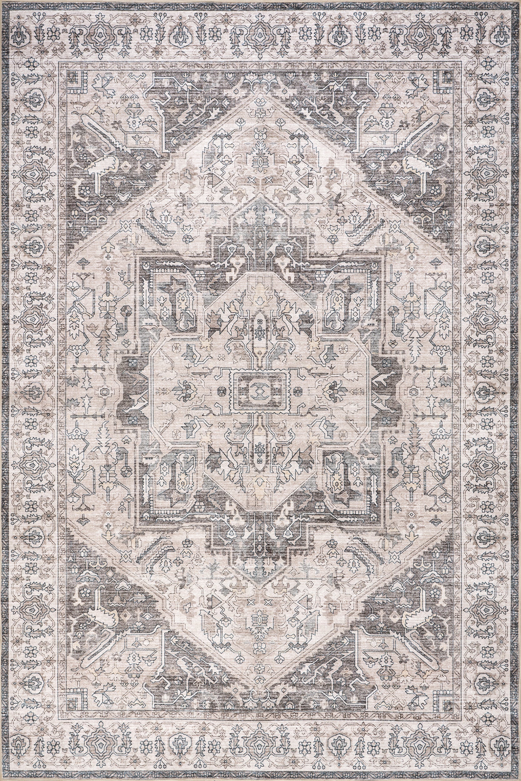 Vita SplashGuard Vintage Medallion Machine Washable Area Rug - Image 11