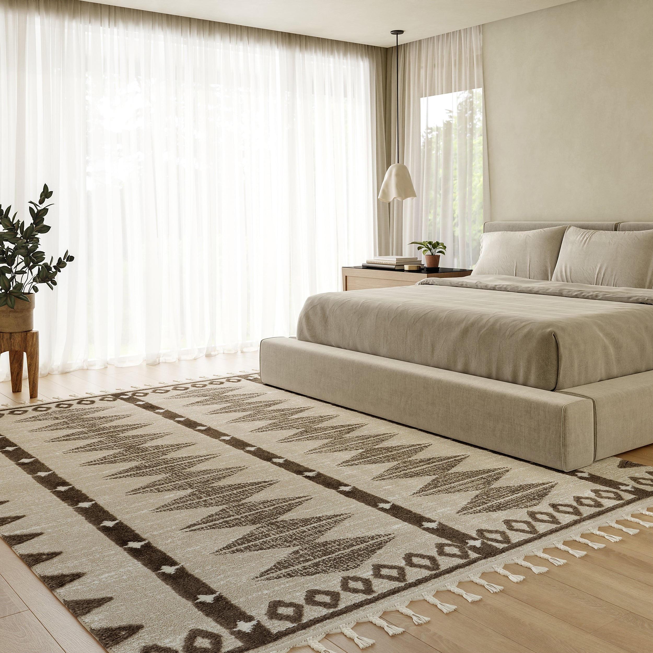 Autumn Geometric Tasseled Area Rug - Image 2