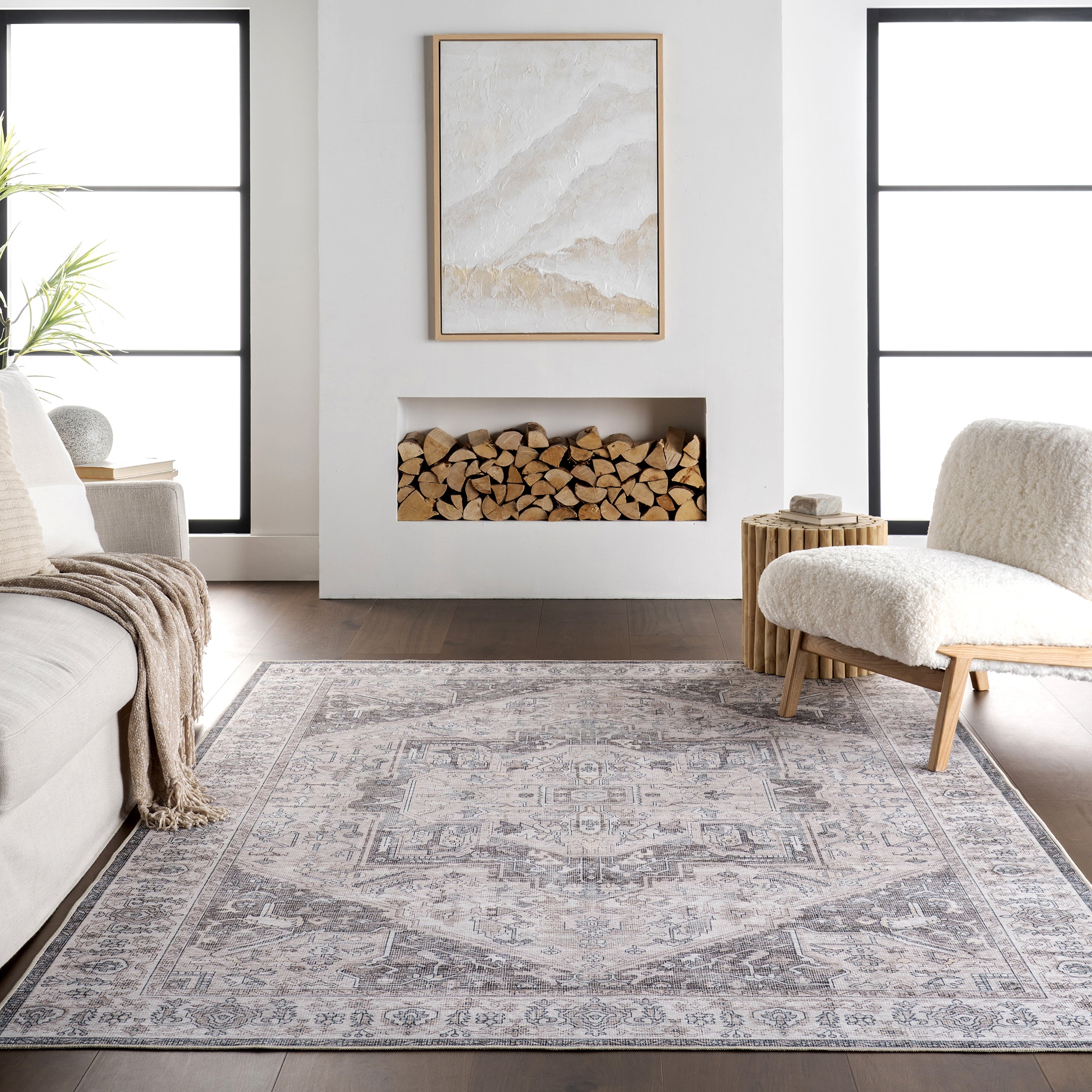 Vita SplashGuard Vintage Medallion Machine Washable Area Rug - Image 19