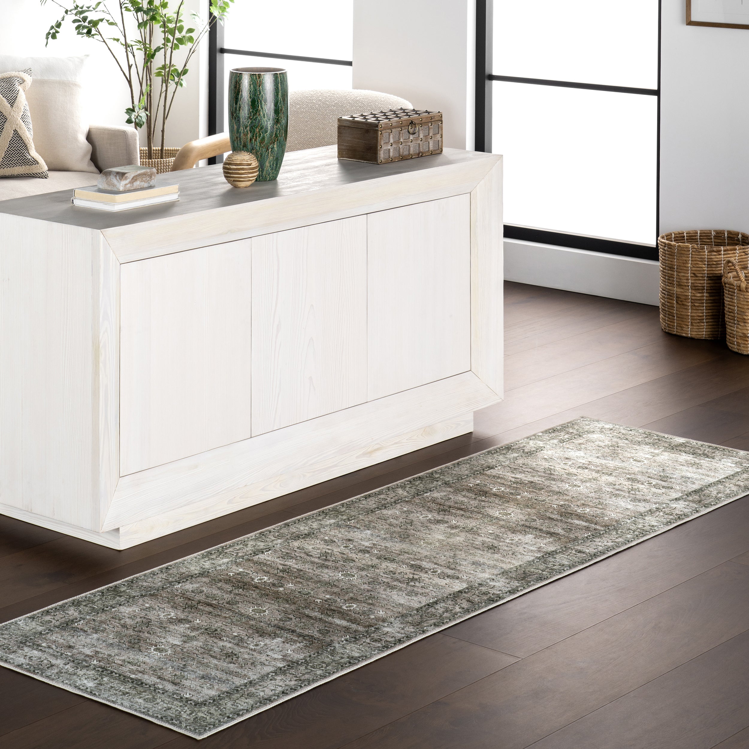 Rania SplashGuard Medallion Machine Washable Area Rug - Image 29