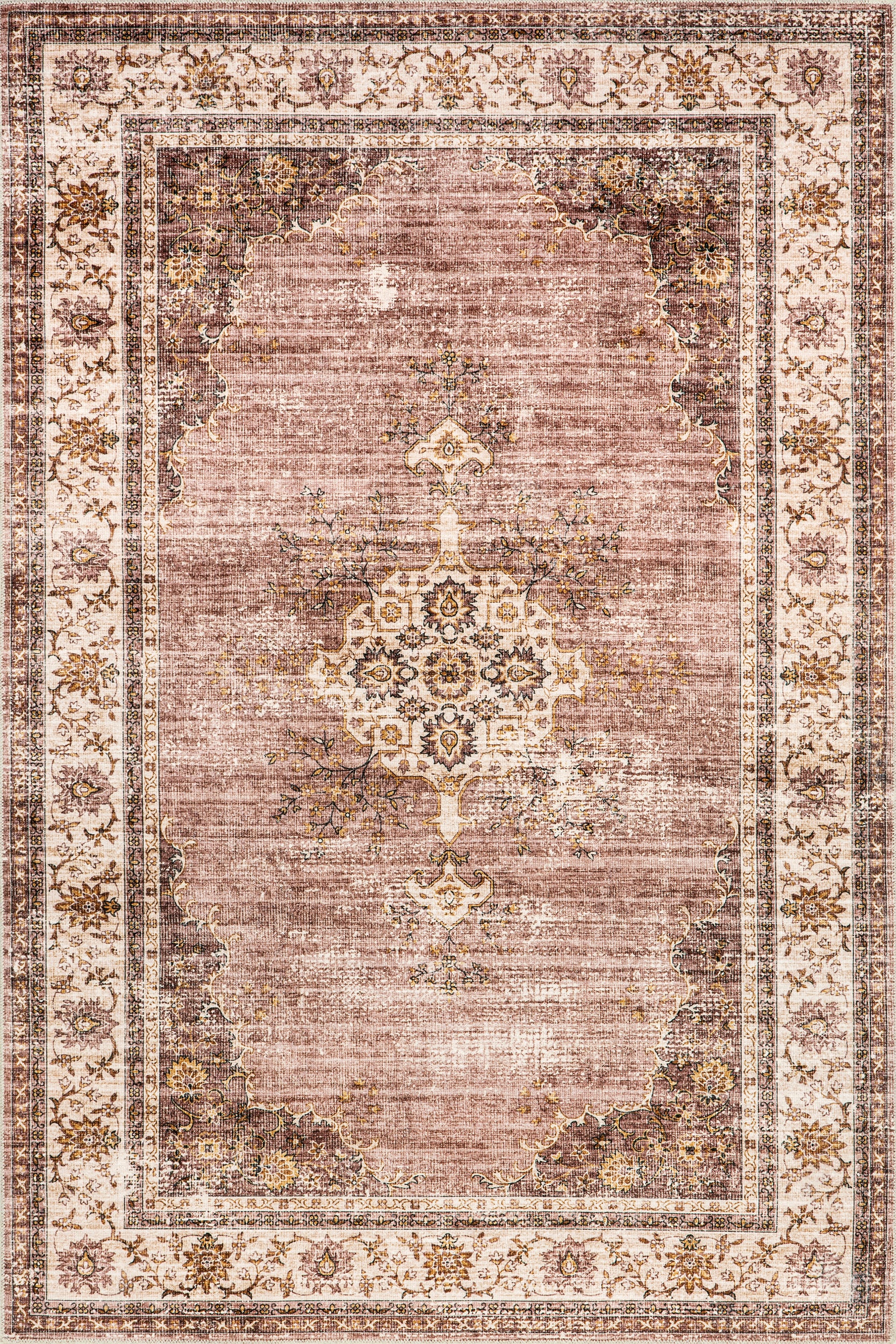 Rosewood Vintage Machine Washable Area Rug