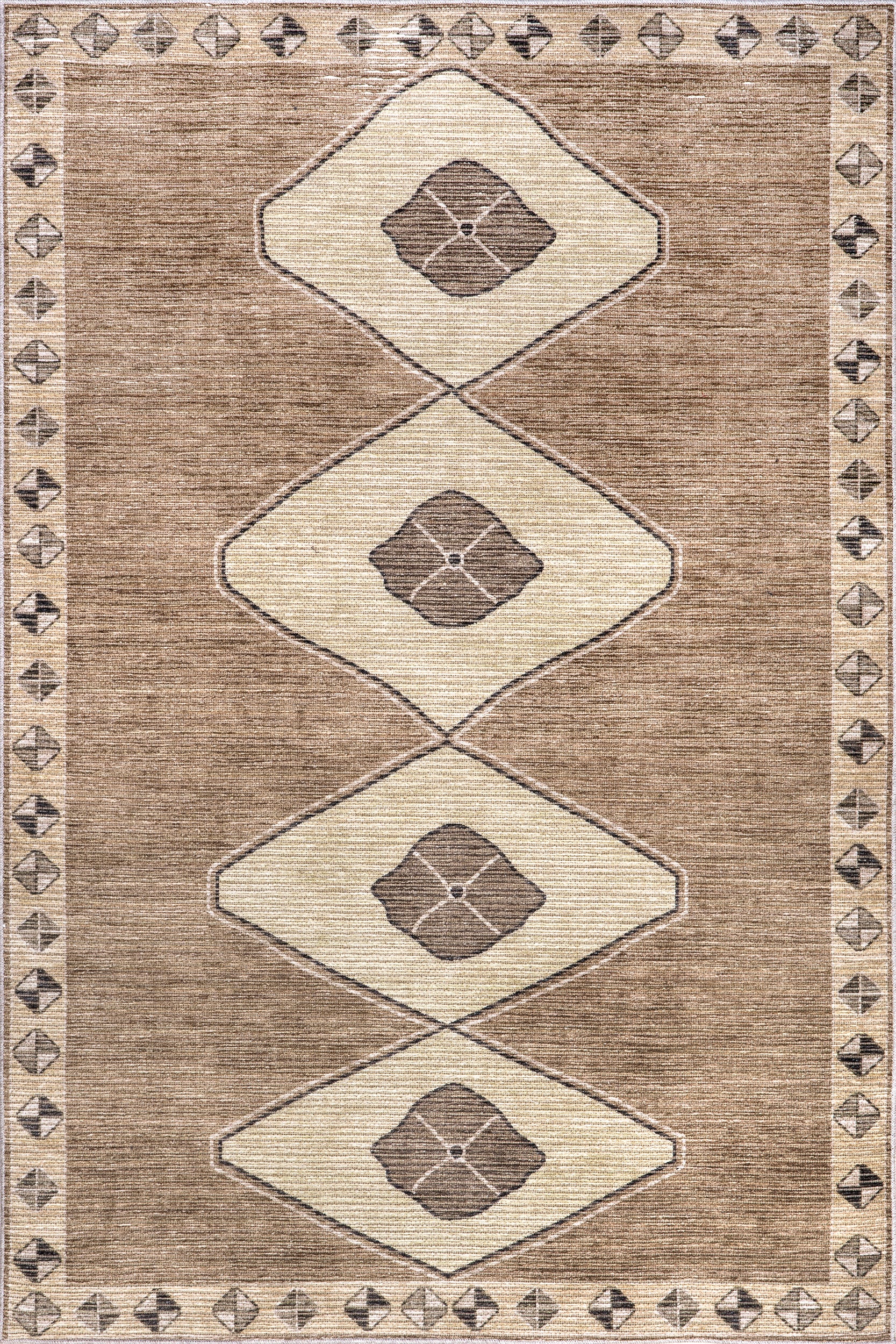 Fennel Diamond Machine Washable Area Rug