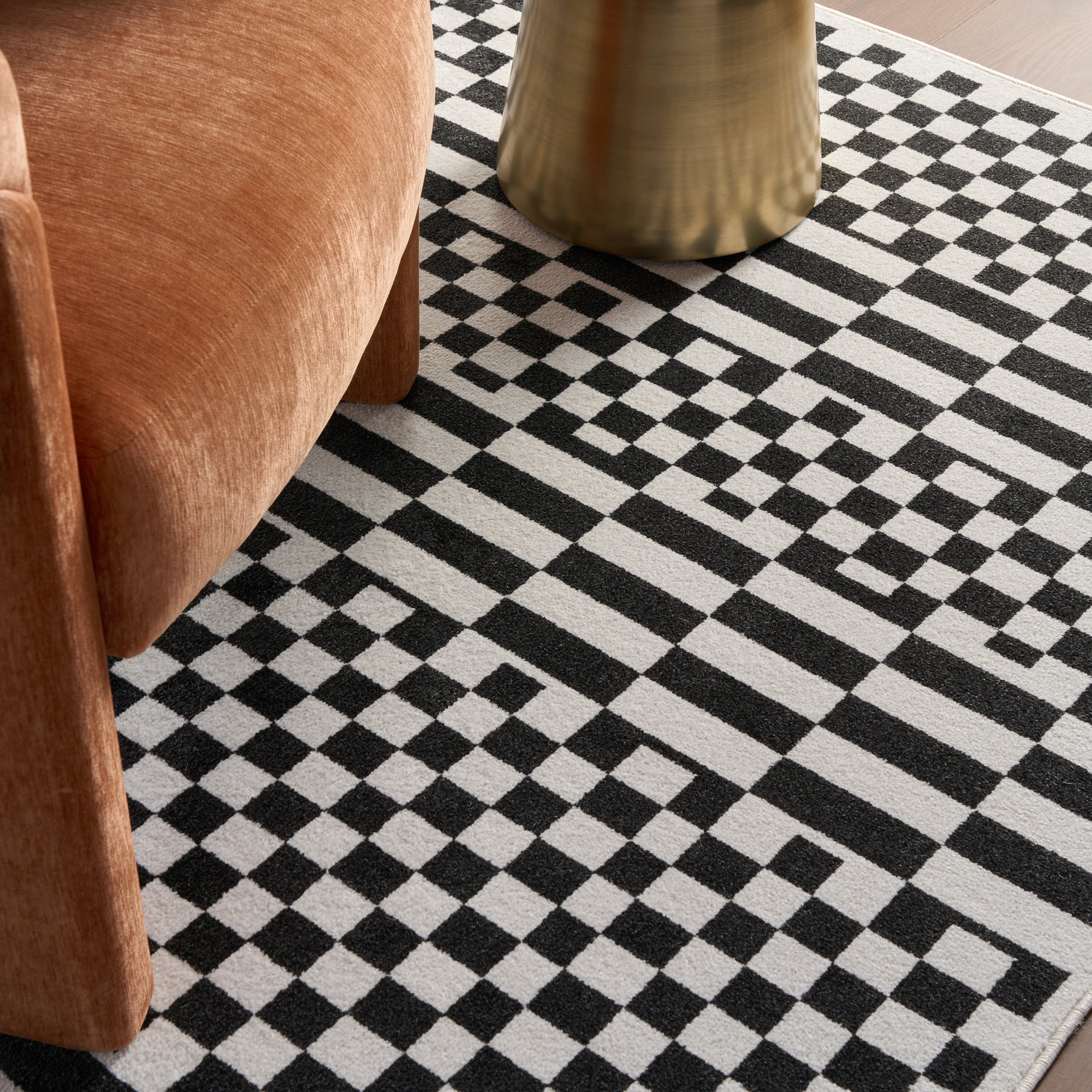 Nikita Faded Geometric Machine Washable Area Rug - Image 19