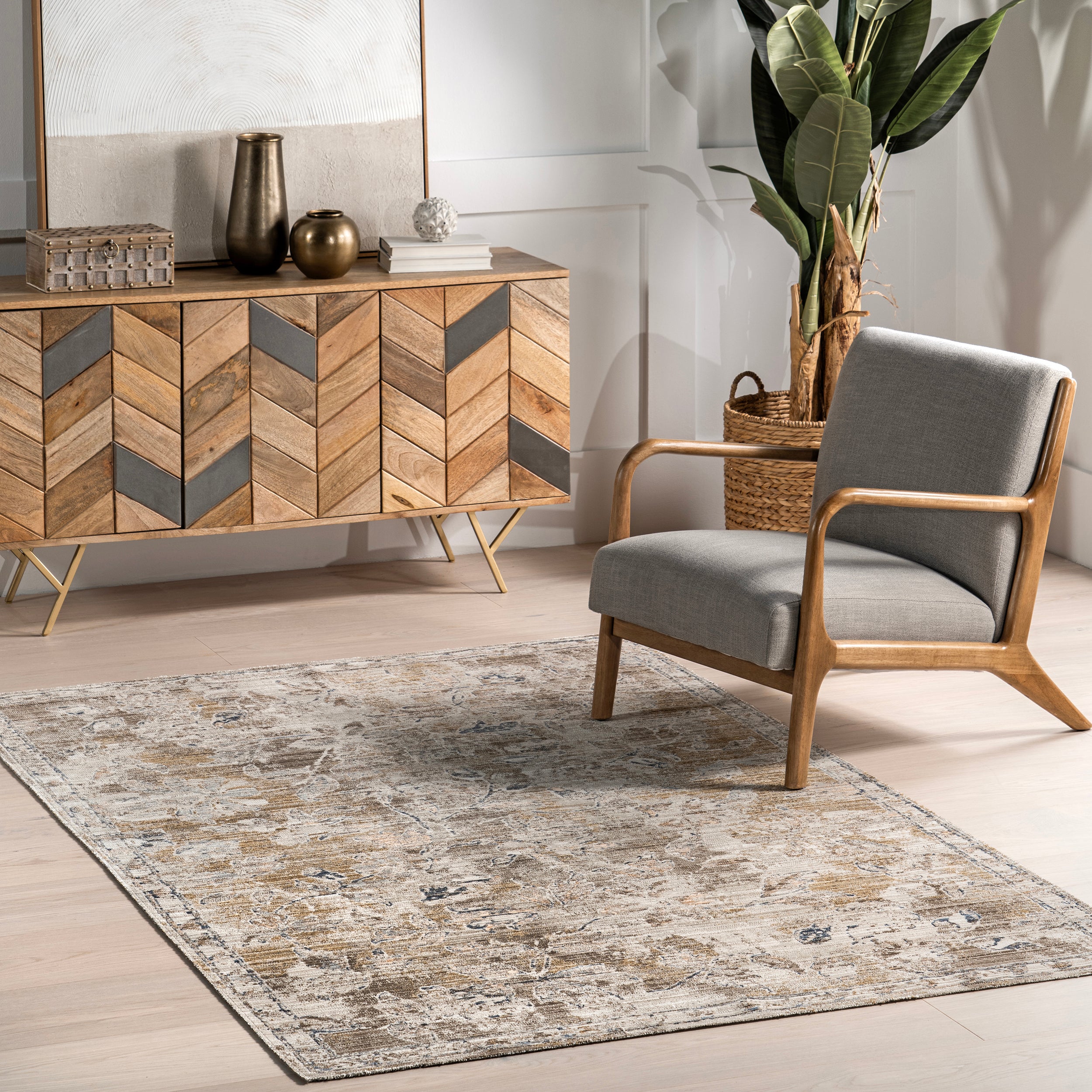 Zenni Vintage Floral Indoor/Outdoor Machine Washable Area Rug - Image 13