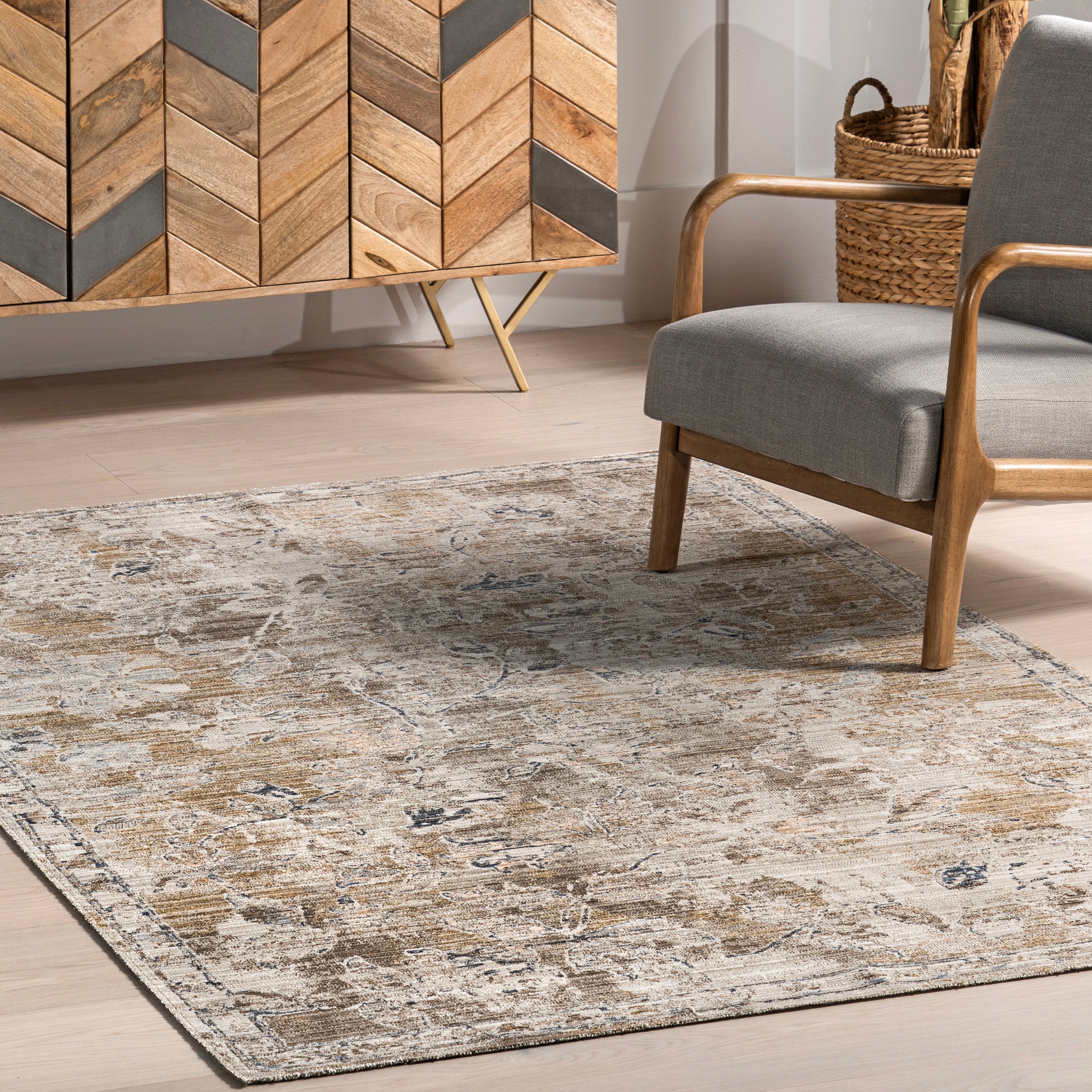 Zenni Vintage Floral Indoor/Outdoor Machine Washable Area Rug - Image 18