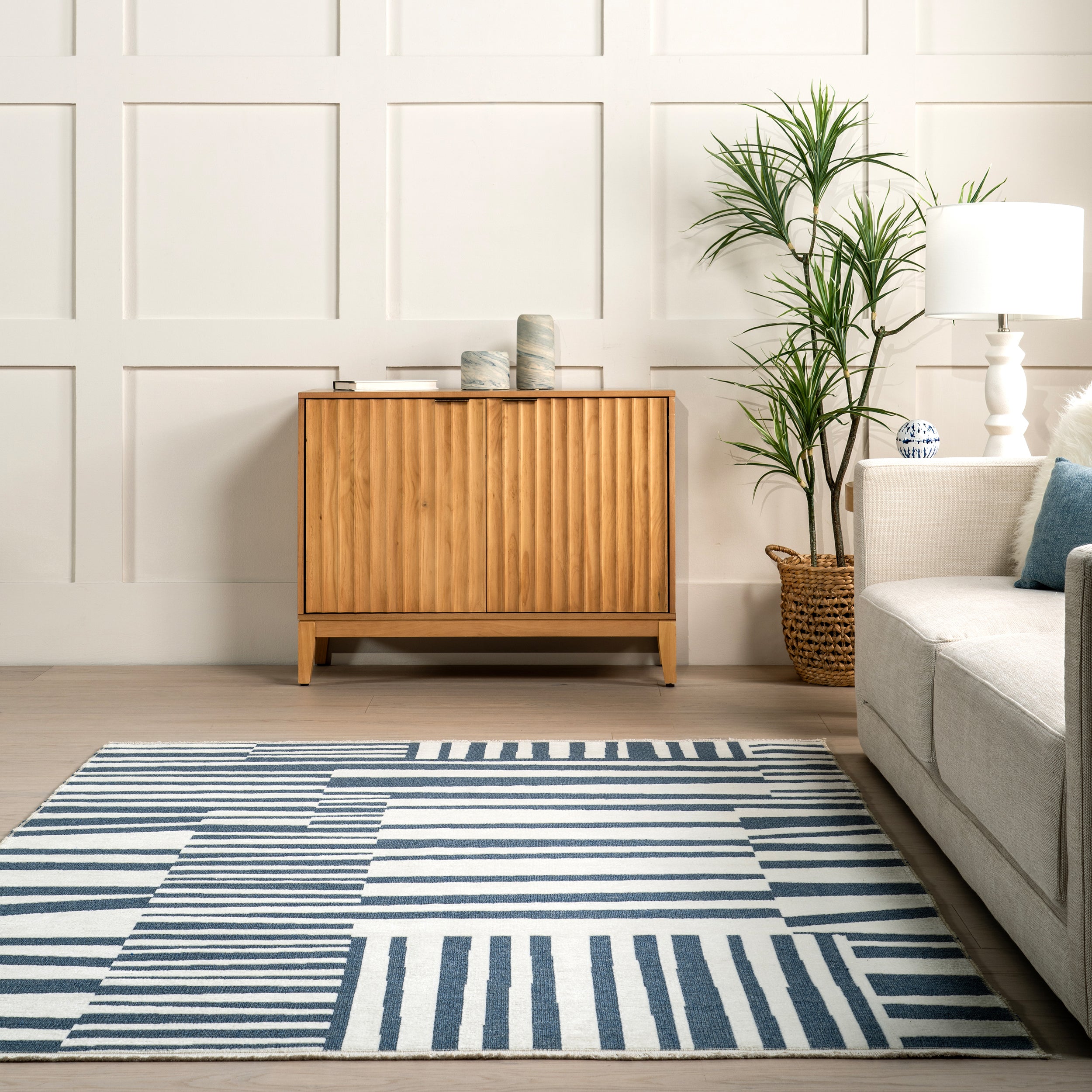 Kelcey Abstract Striped Machine Washable Area Rug - Image 17
