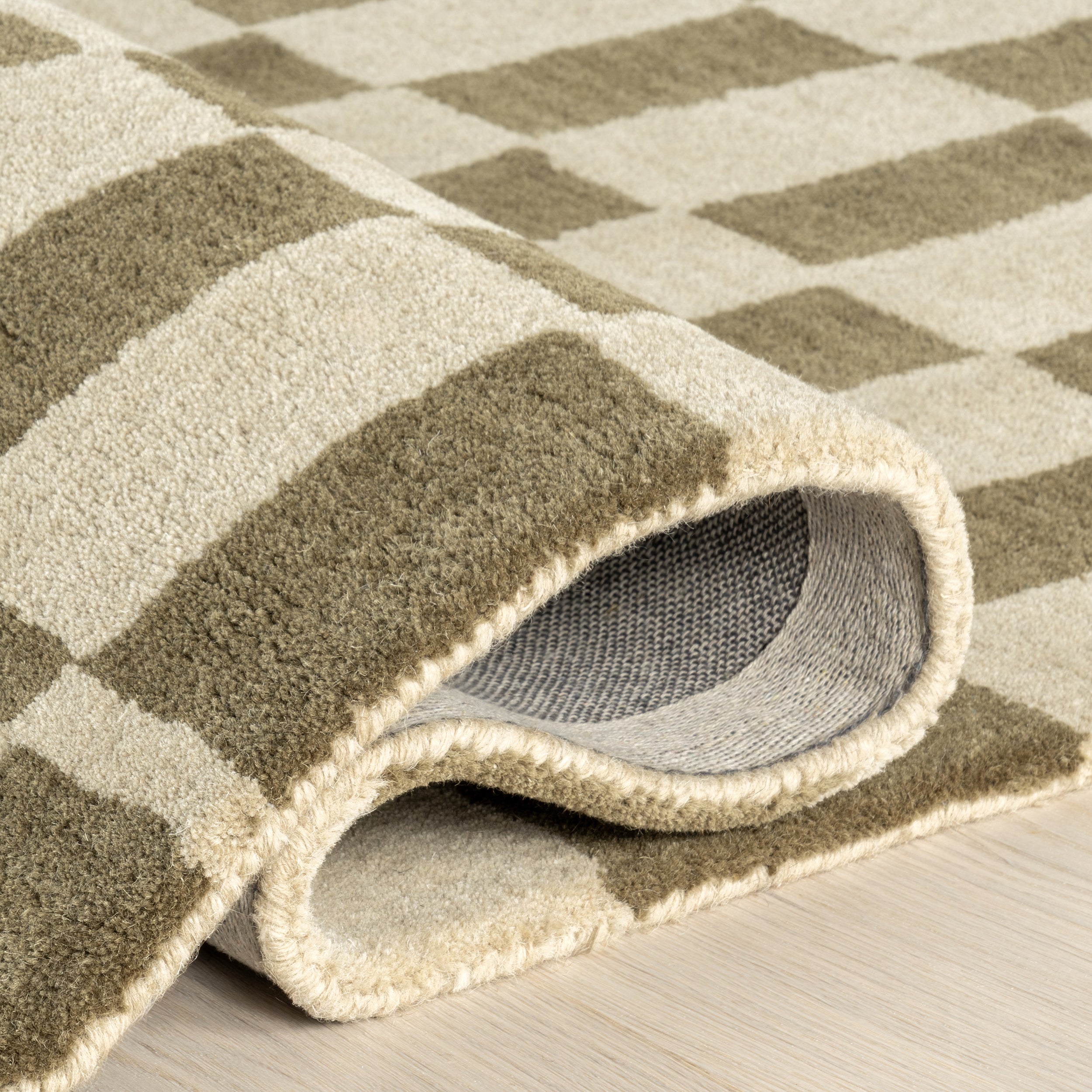 Kia Checkerboard Wool Area Rug - Image 4