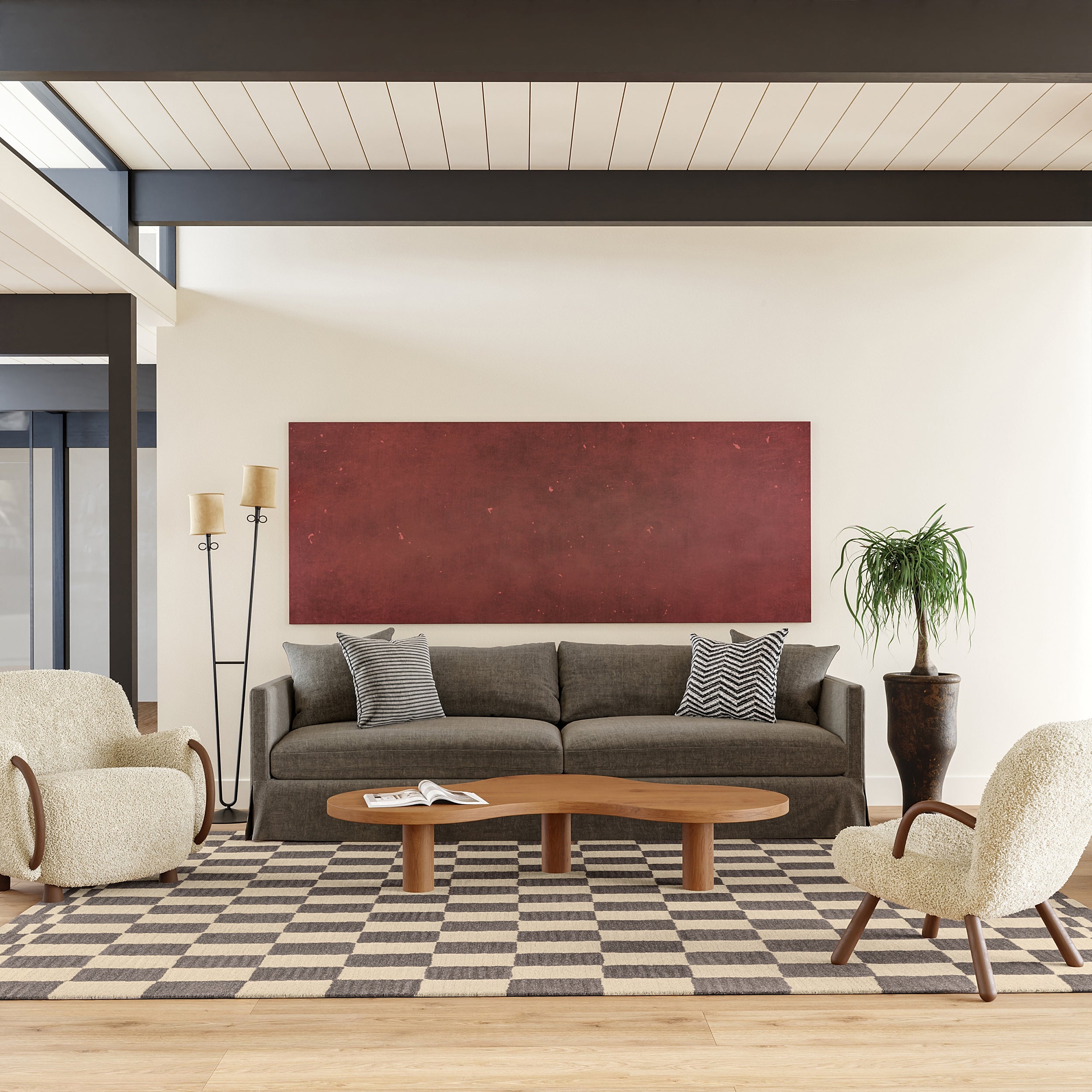 Kia Checkerboard Wool Area Rug - Image 26