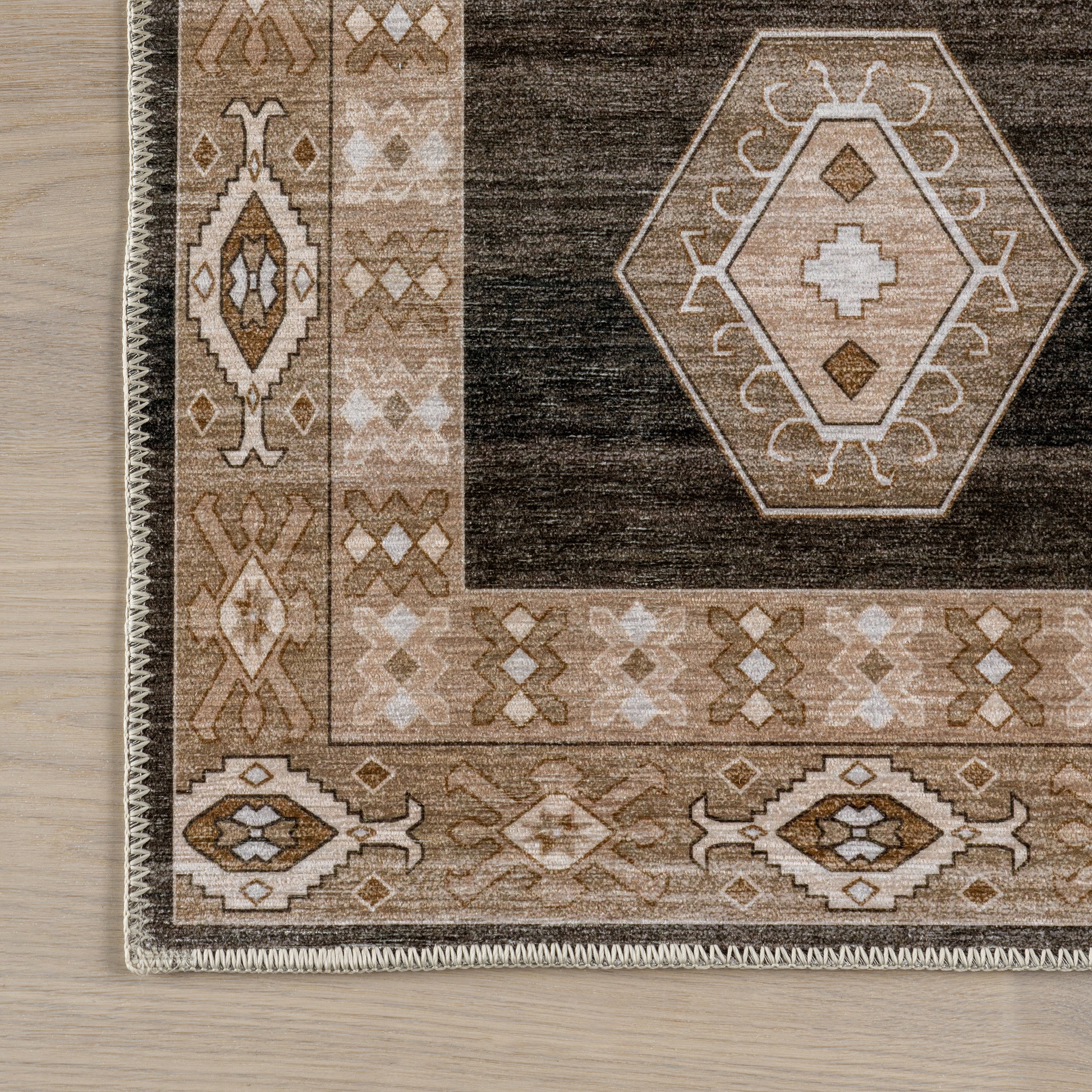 Anette SplashGuard Vintage Medallion Machine Washable Area Rug - Image 5