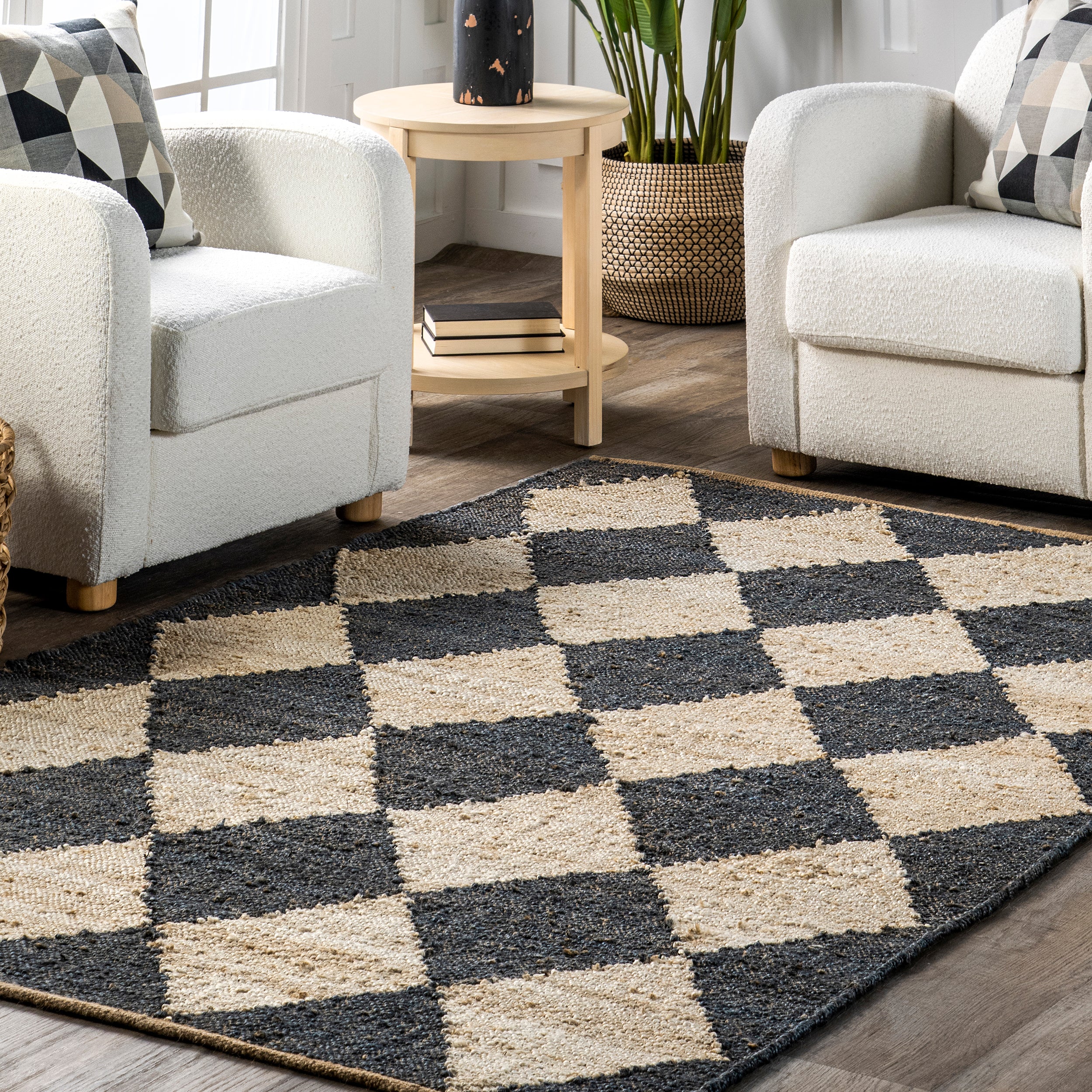 Louie Diamond Checkerboard Jute Area Rug - Image 10