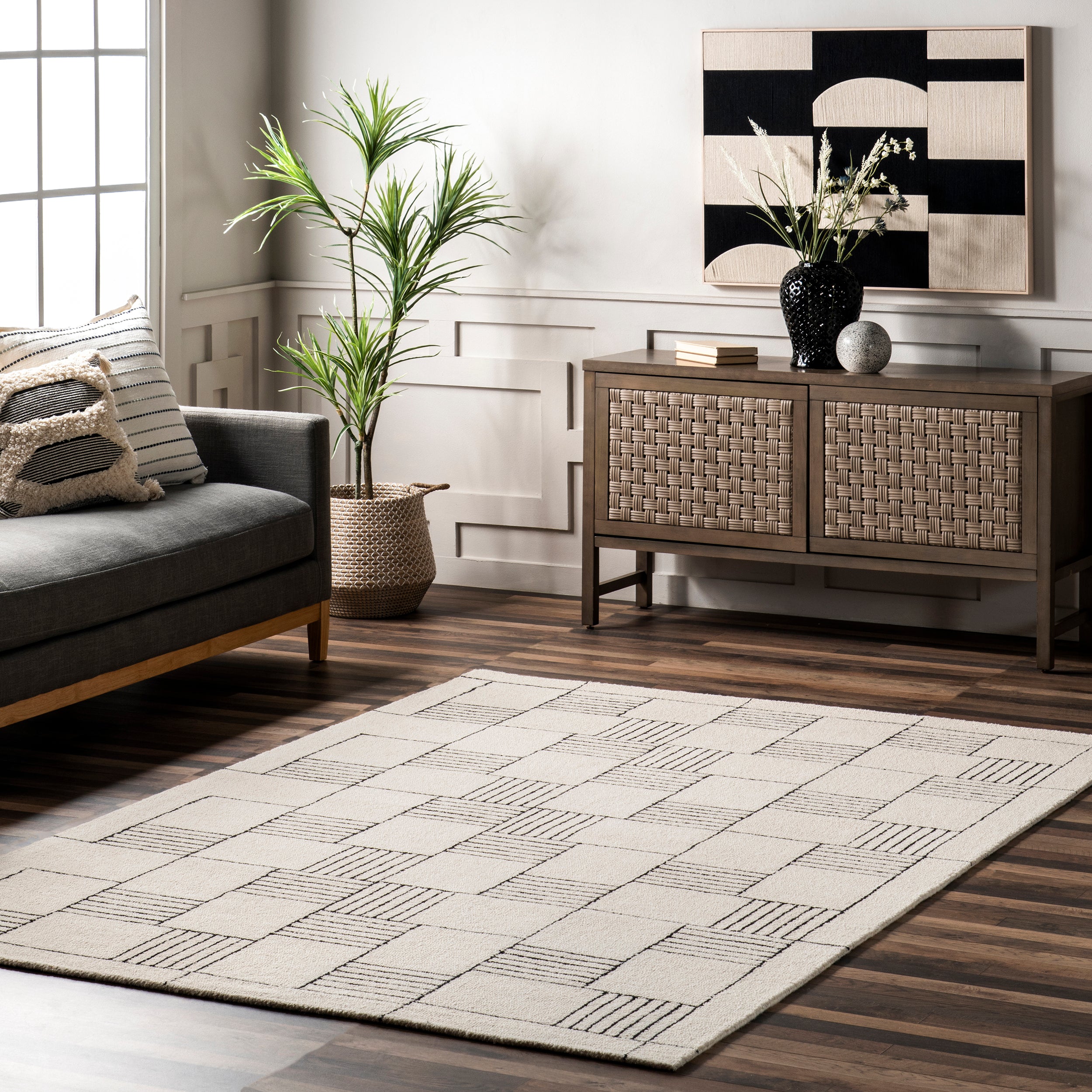 Danika Abstract Checkered Wool Area Rug - Image 12