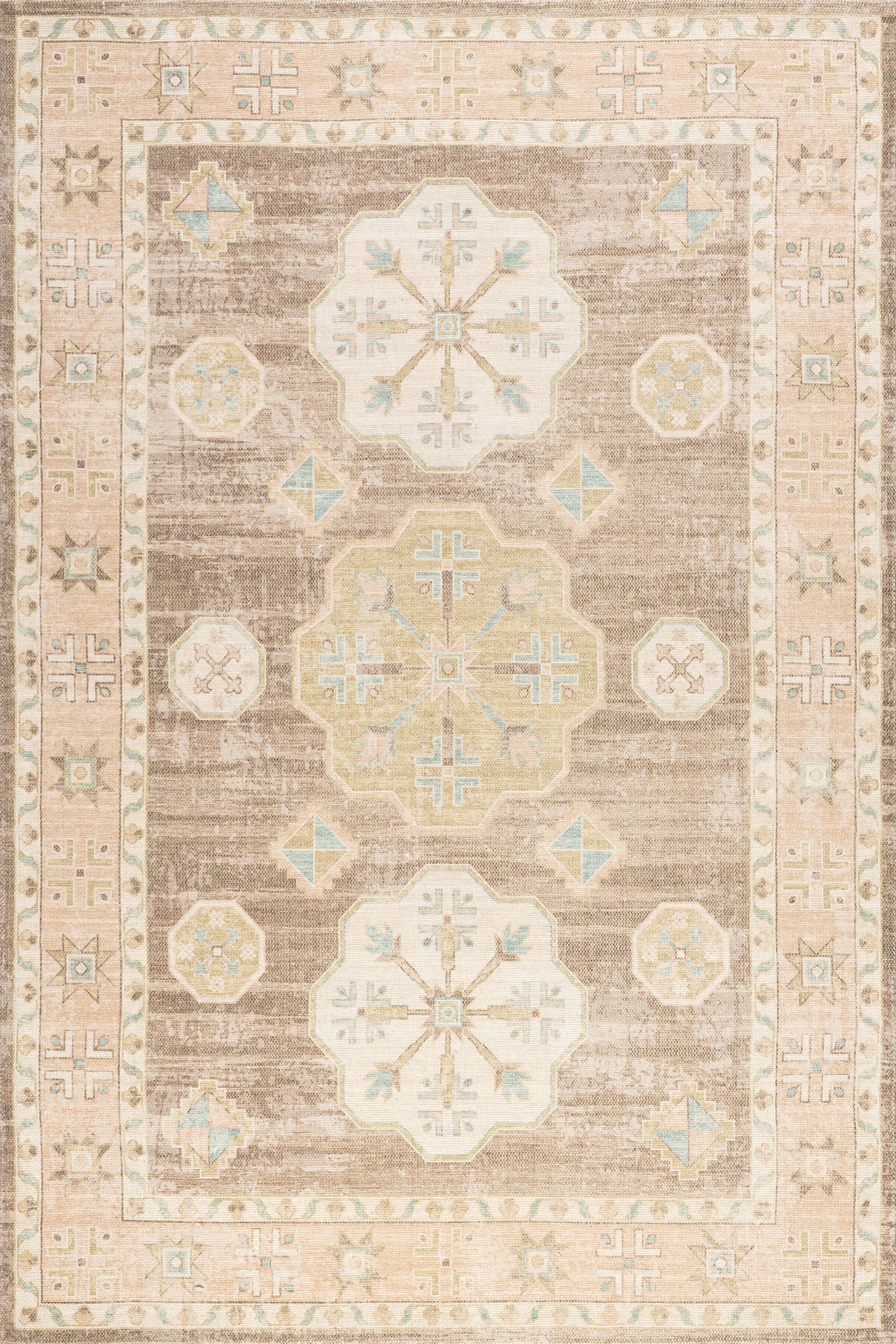 Fawn Medallion Wool and Cotton Area Rug