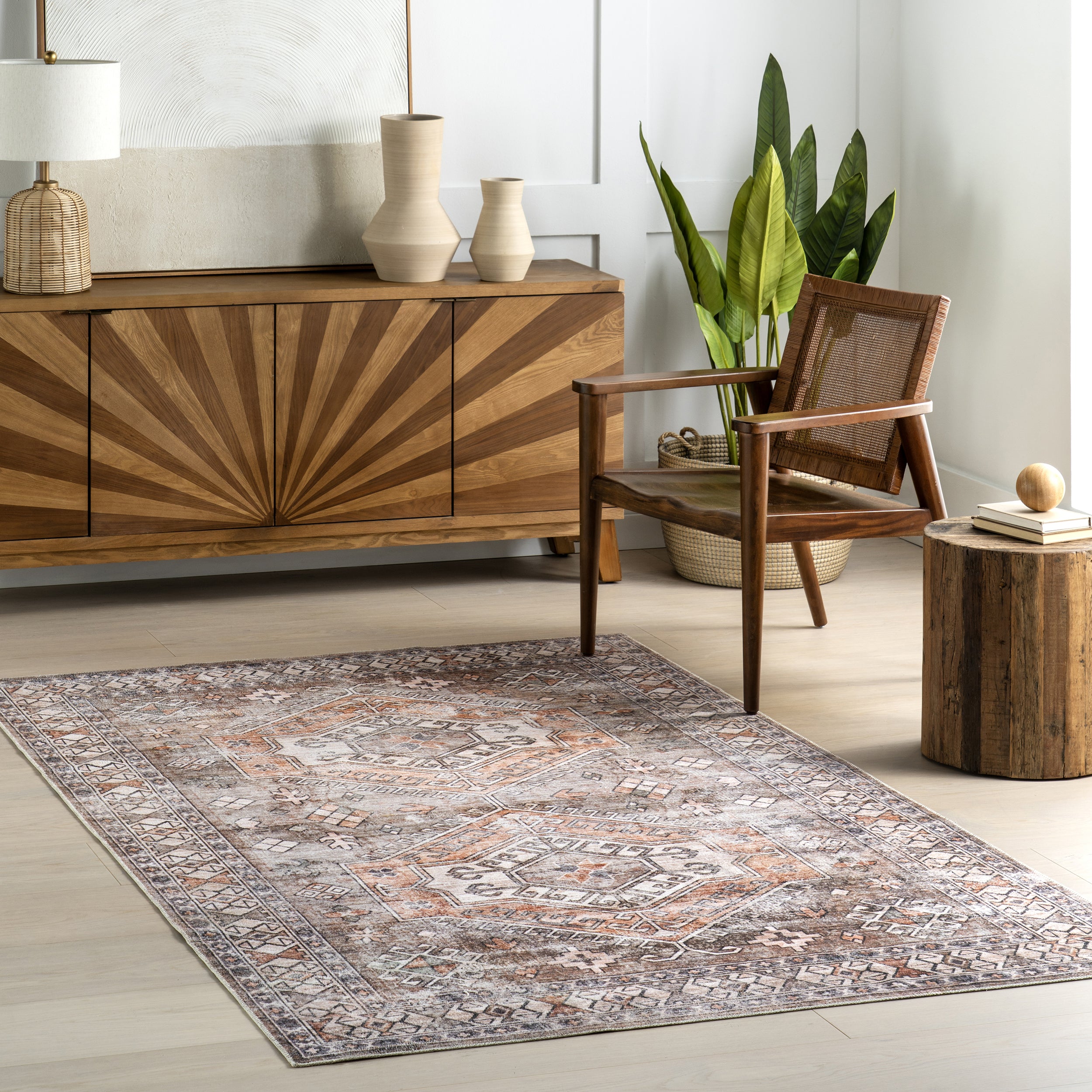 Benoite Splashguard Medallion Machine Washable Area Rug - Image 12