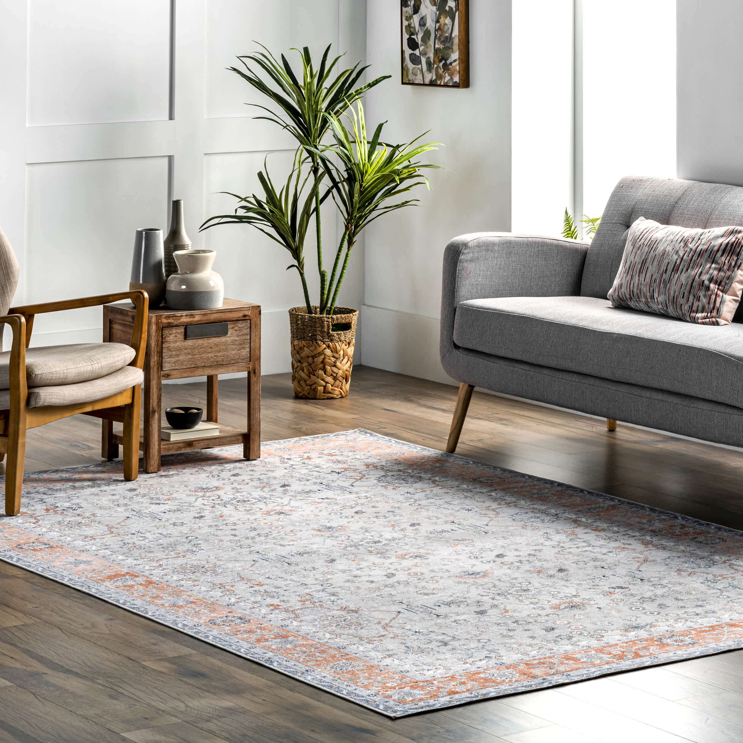 Julia Machine Washable Transitional Border Area Rug - Image 2