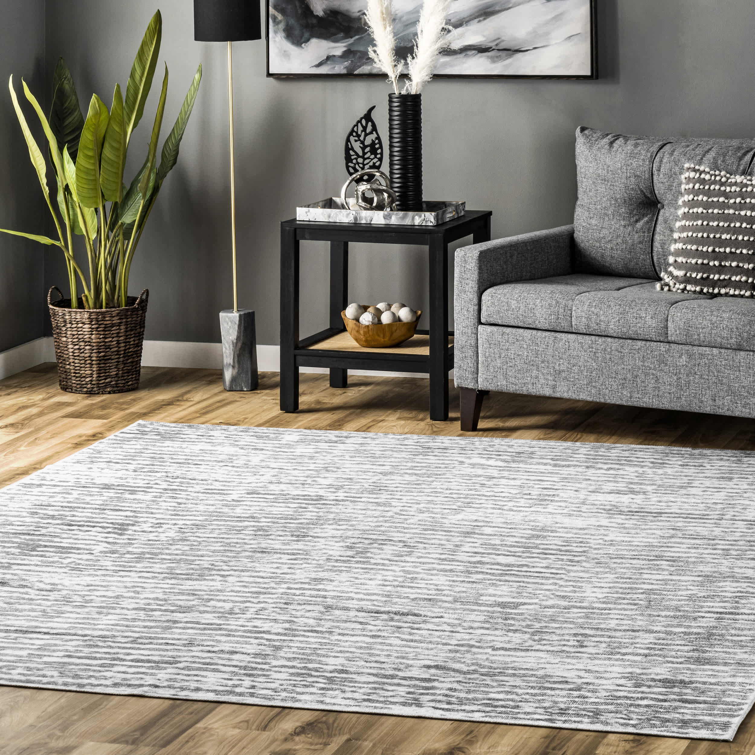 Avelina Abstract Stripes Machine Washable Area Rug - Image 2