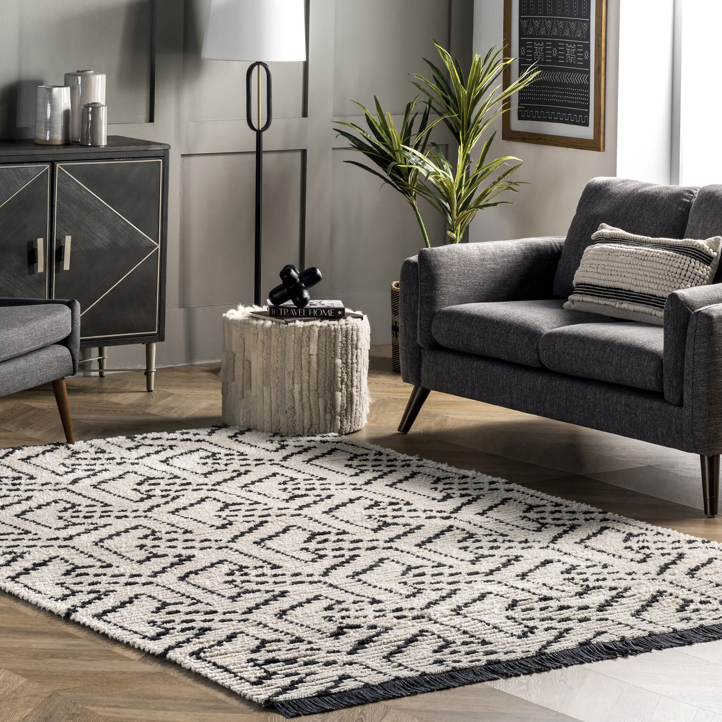 Alyson Modern Abstract Soft Shag Fringe Area Rug - Image 2