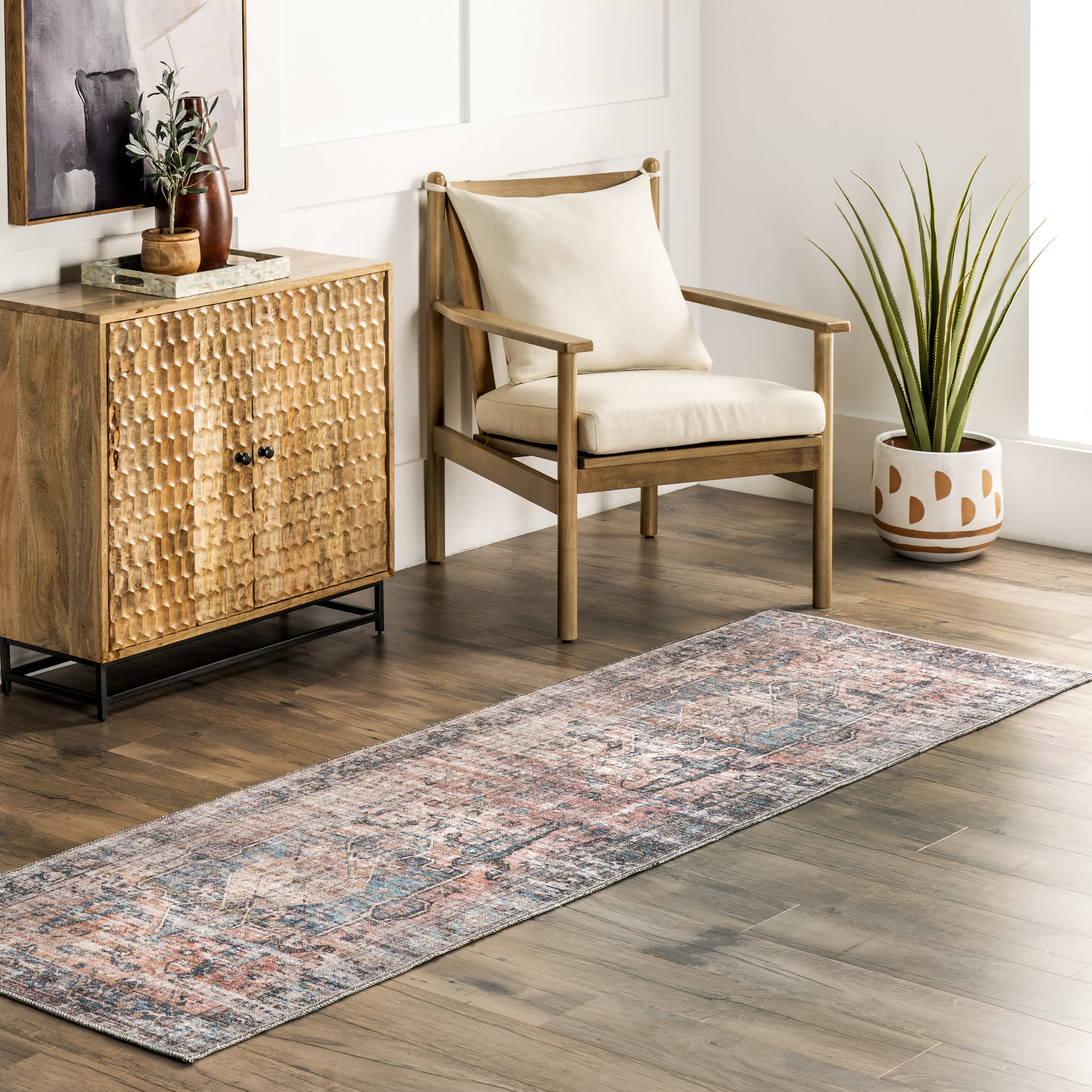 Cammy Machine Washable Faded Vintage Medallion Area Rug - Image 10