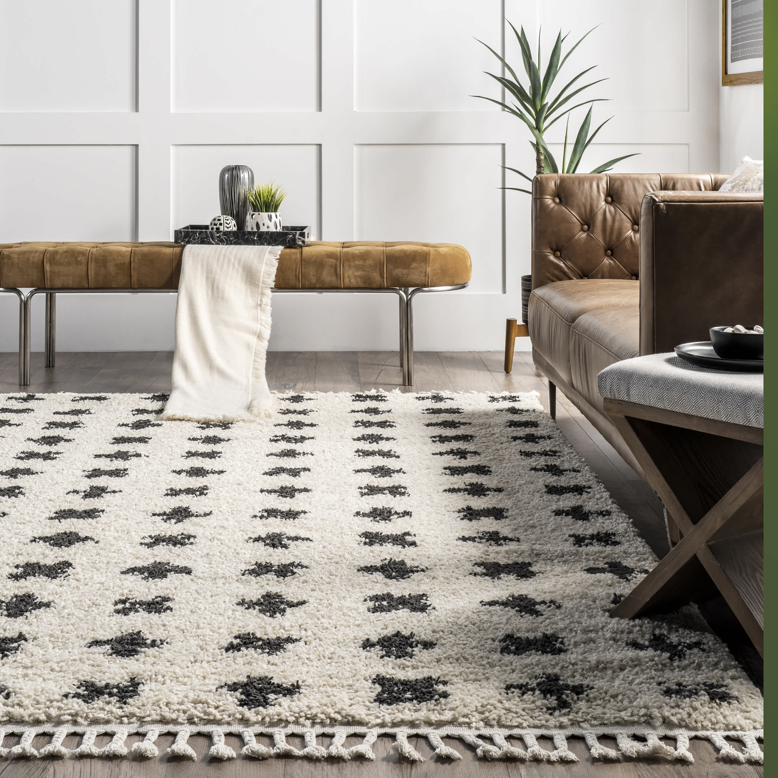 Fatima Cross Cozy Shag Tassel Area Rug - Image 8