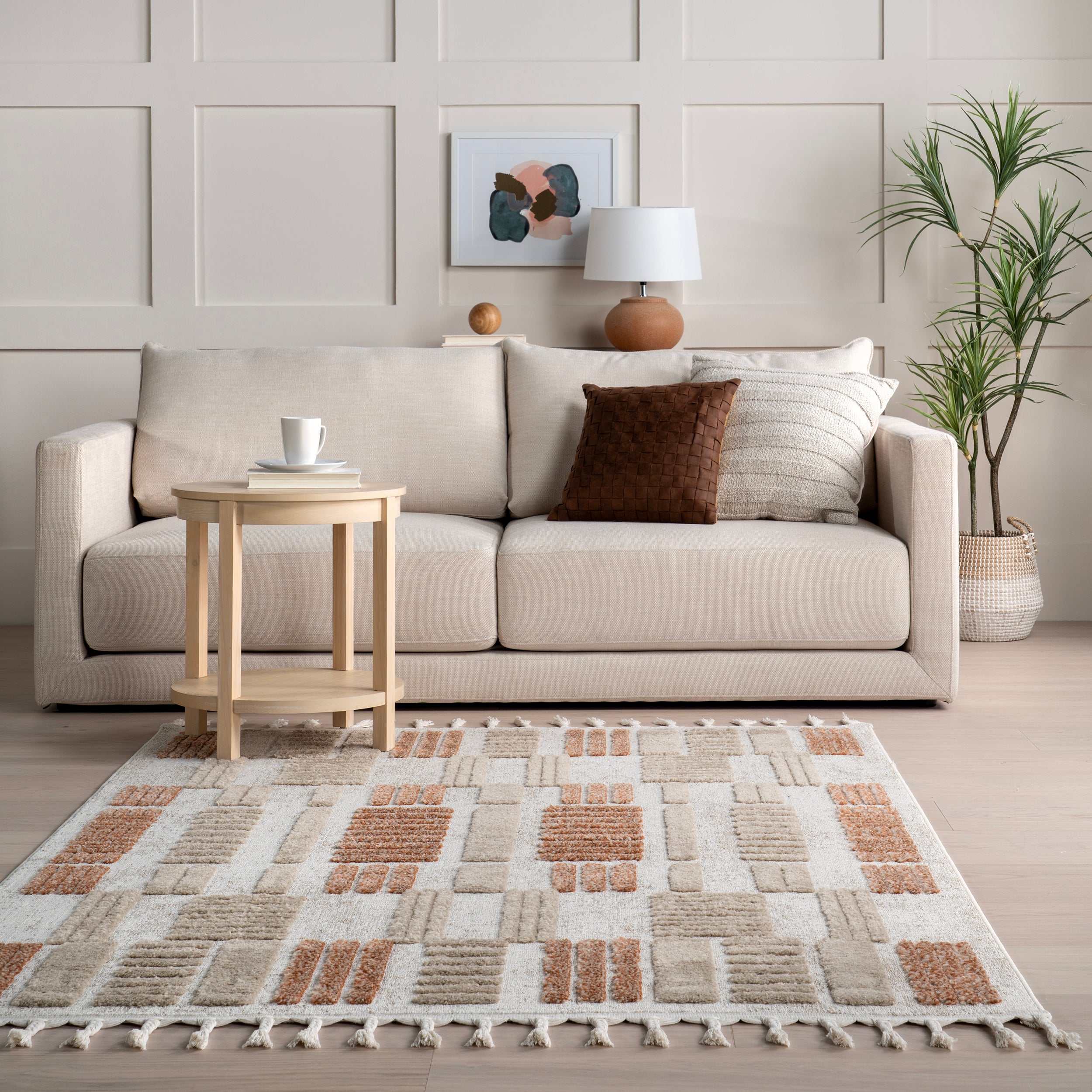 Nimah Geometric High-Low Tasseled Area Rug - Image 8