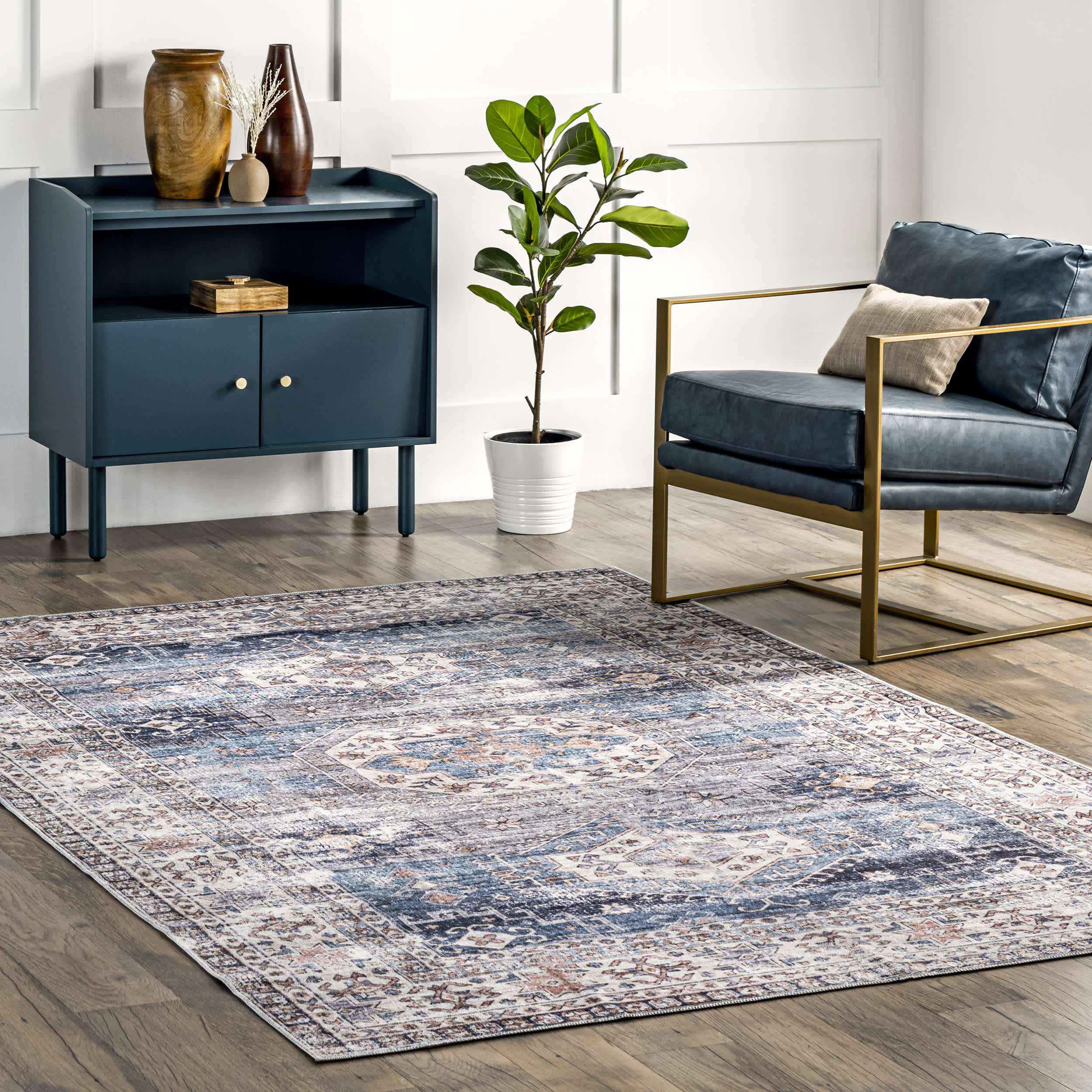 Drina Machine Washable Distressed Area Rug - Image 2
