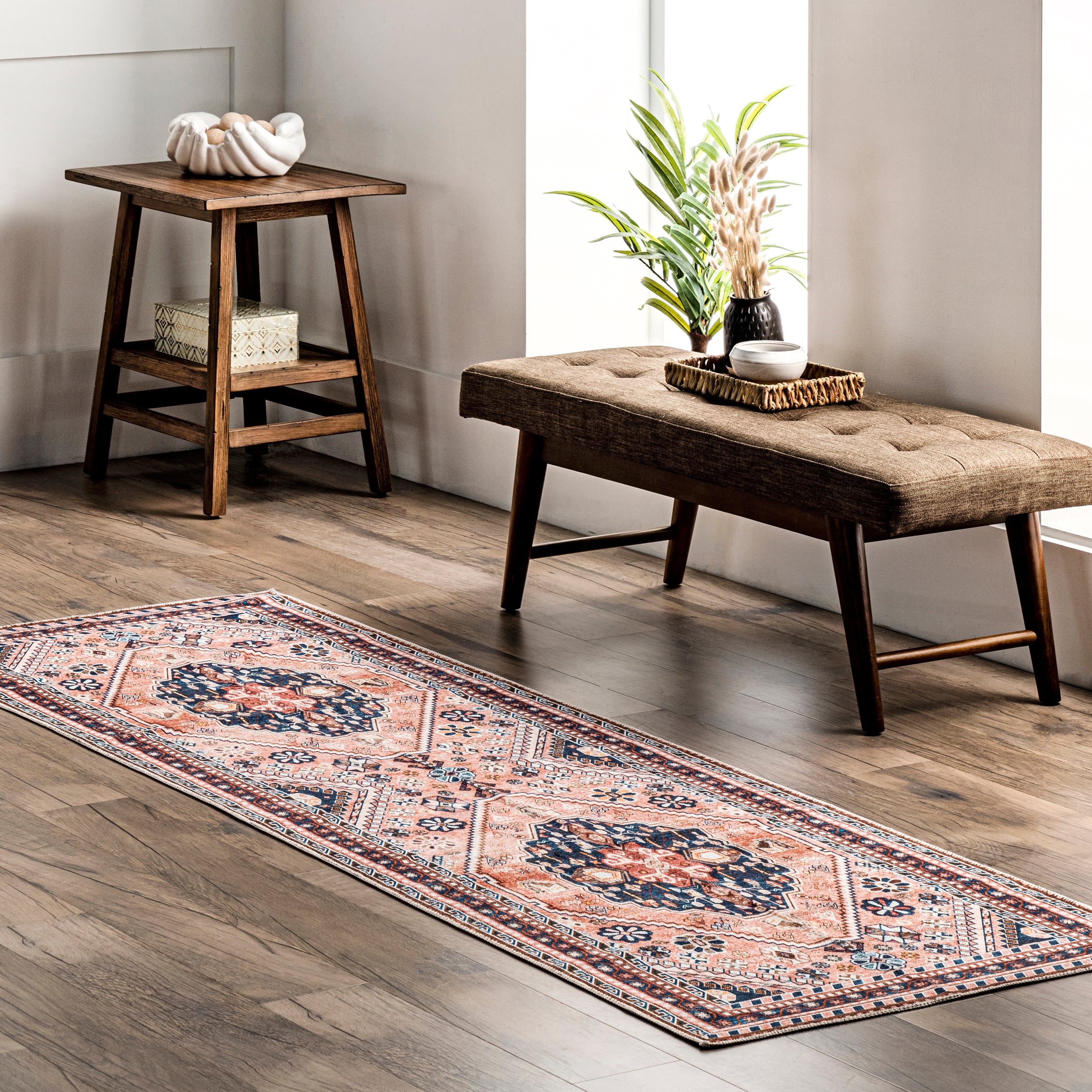 Nevaeh Machine Washable Bohemian Medallion Area Rug - Image 10