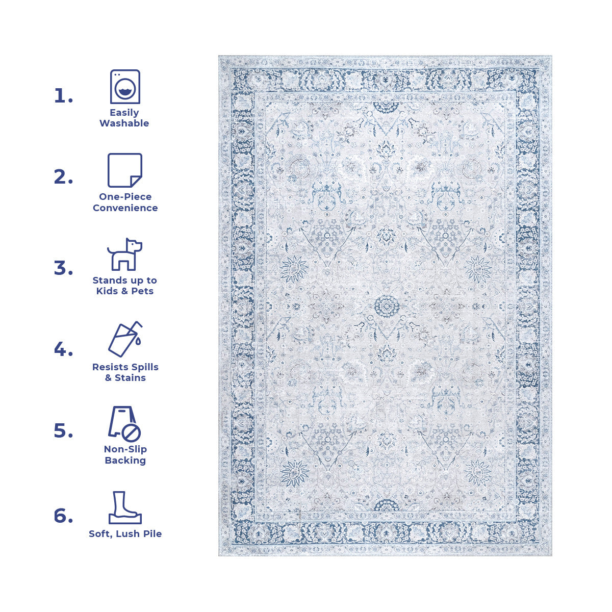 Bayberry Vintage Machine Washable Area Rug - Image 8