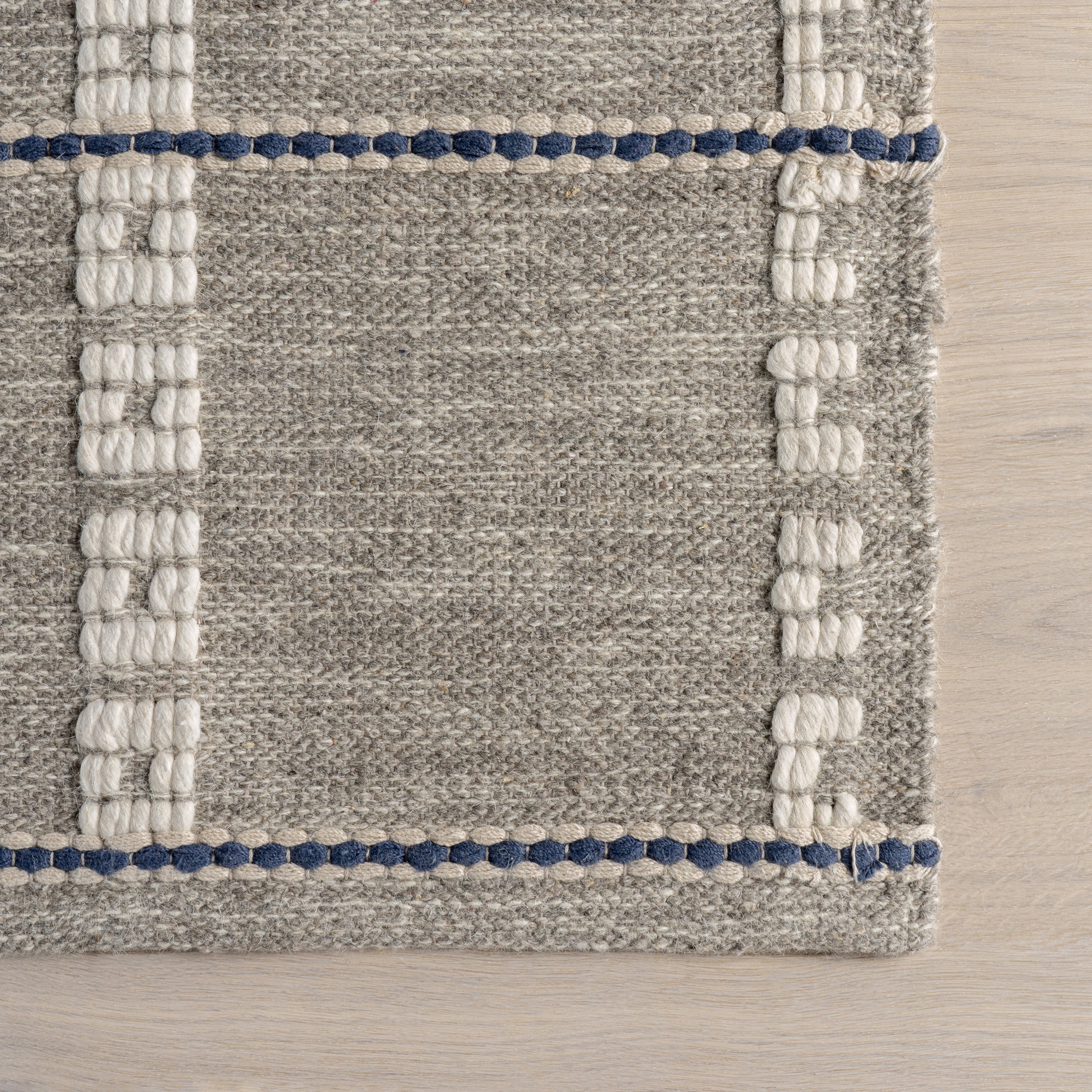 Morgan Geometric Check Wool and Cotton Area Rug - Image 6